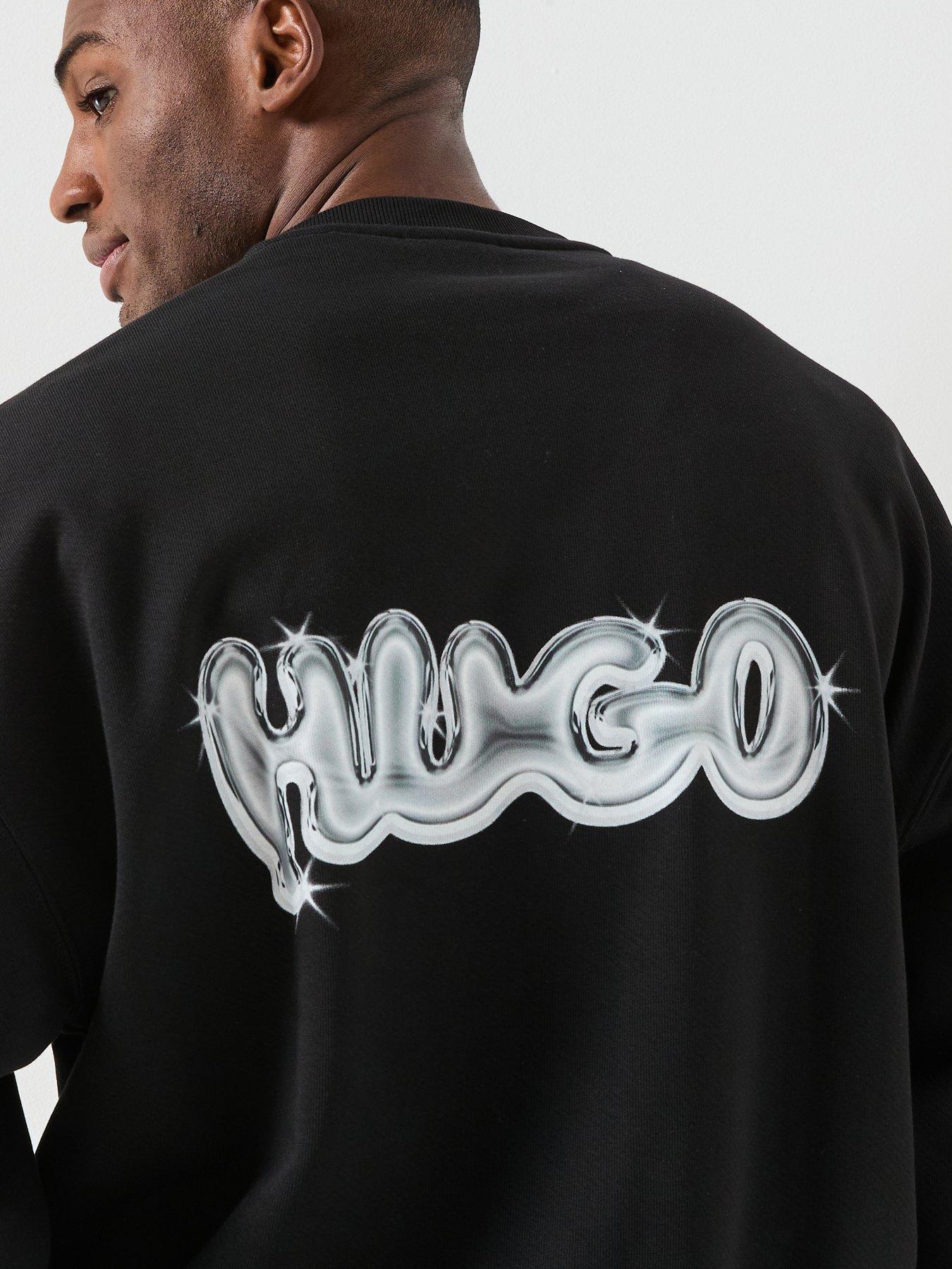  image of hugo-nyrocrew-loose-fit-crew-sweat-black