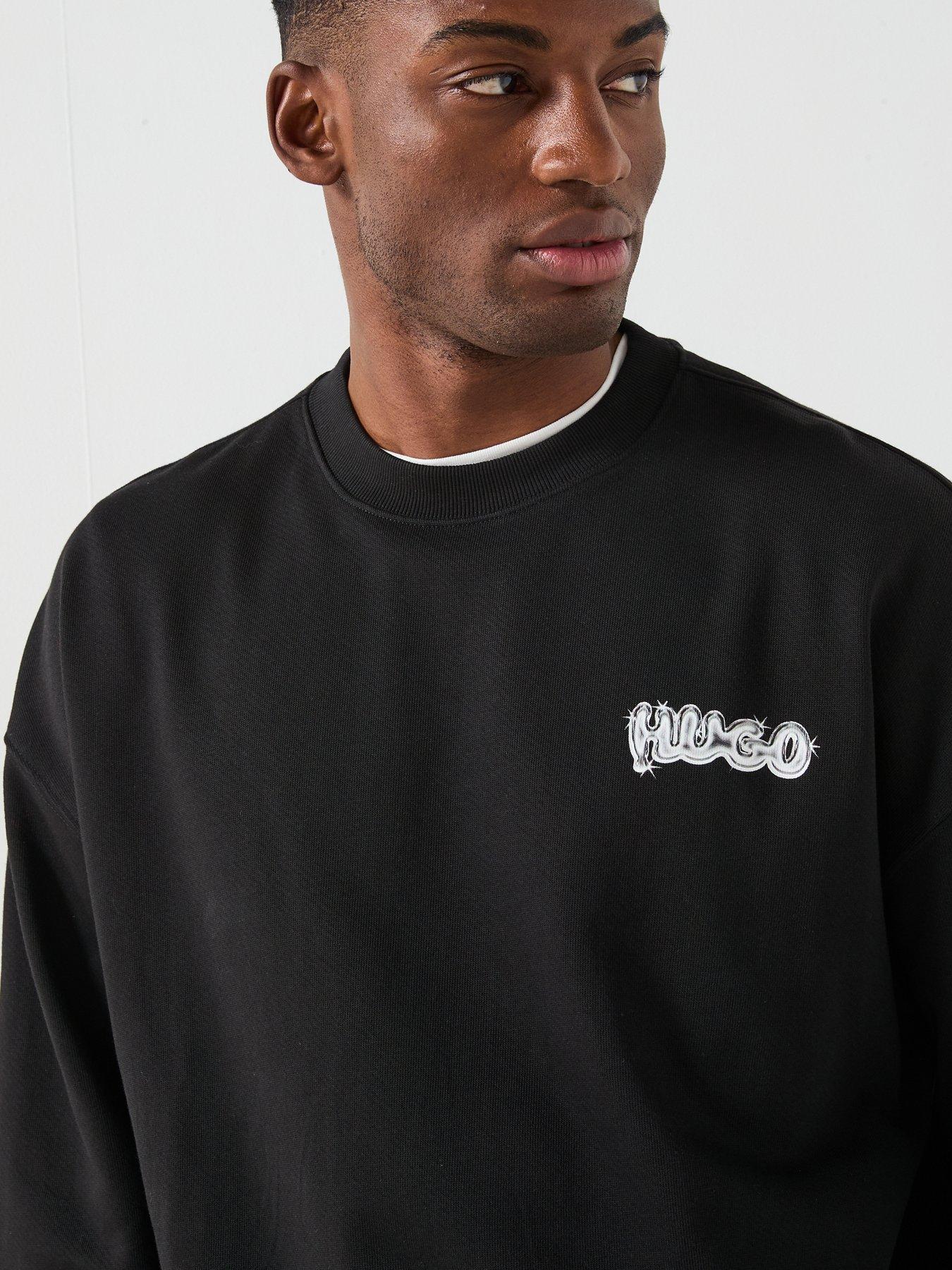  image of hugo-nyrocrew-loose-fit-crew-sweat-black