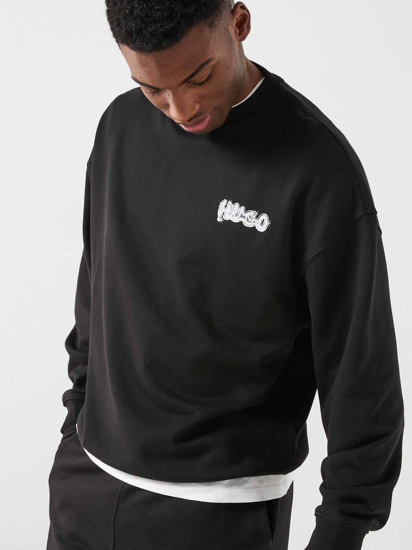 image of hugo-nyrocrew-loose-fit-crew-sweat-black