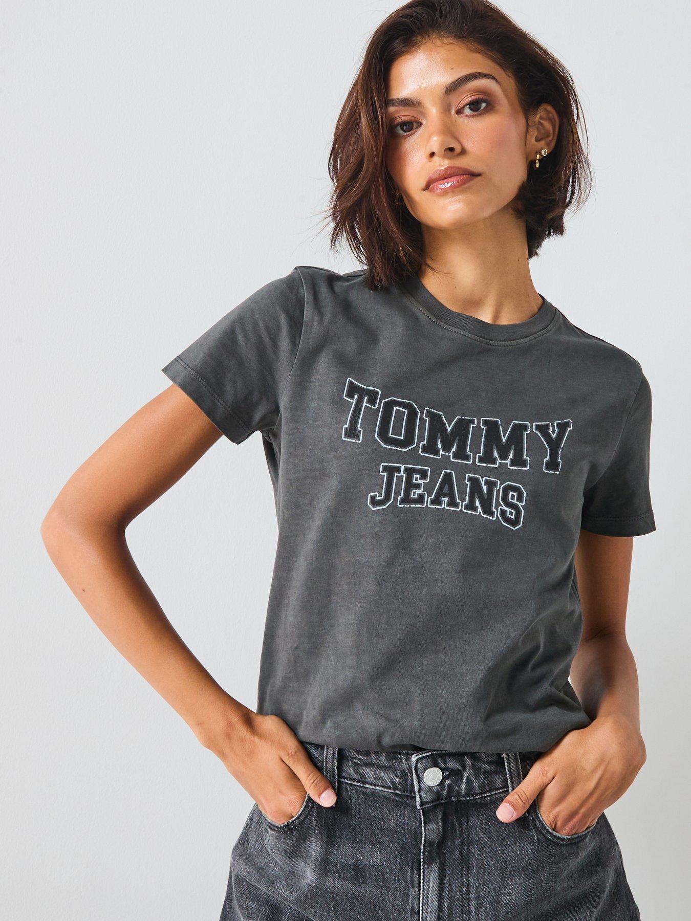 Image 6 of 6 of Tommy Jeans Varsity Logo T-Shirt - Black