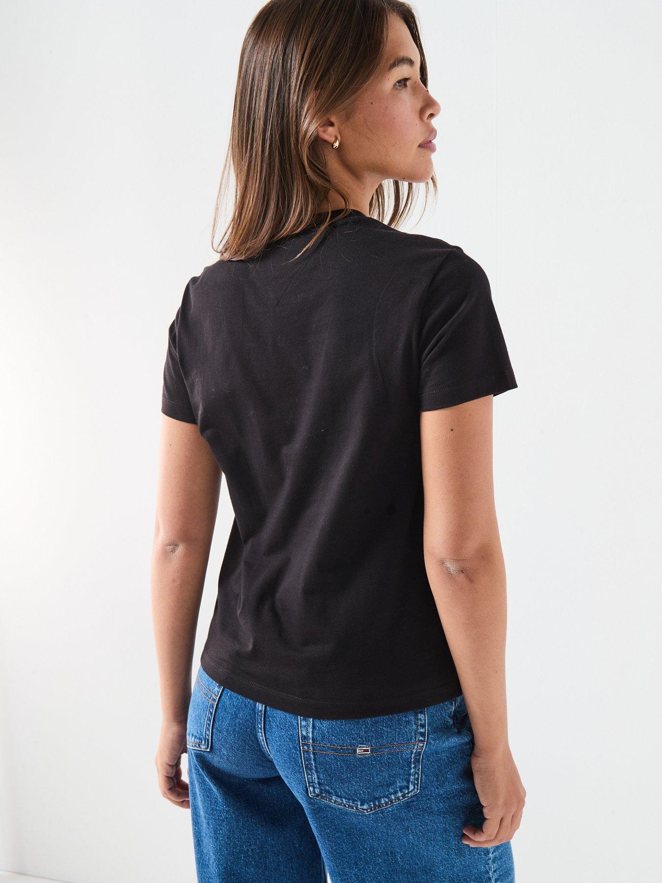 stillFront image of tommy-jeans-varsity-diamante-logo-t-shirt-black