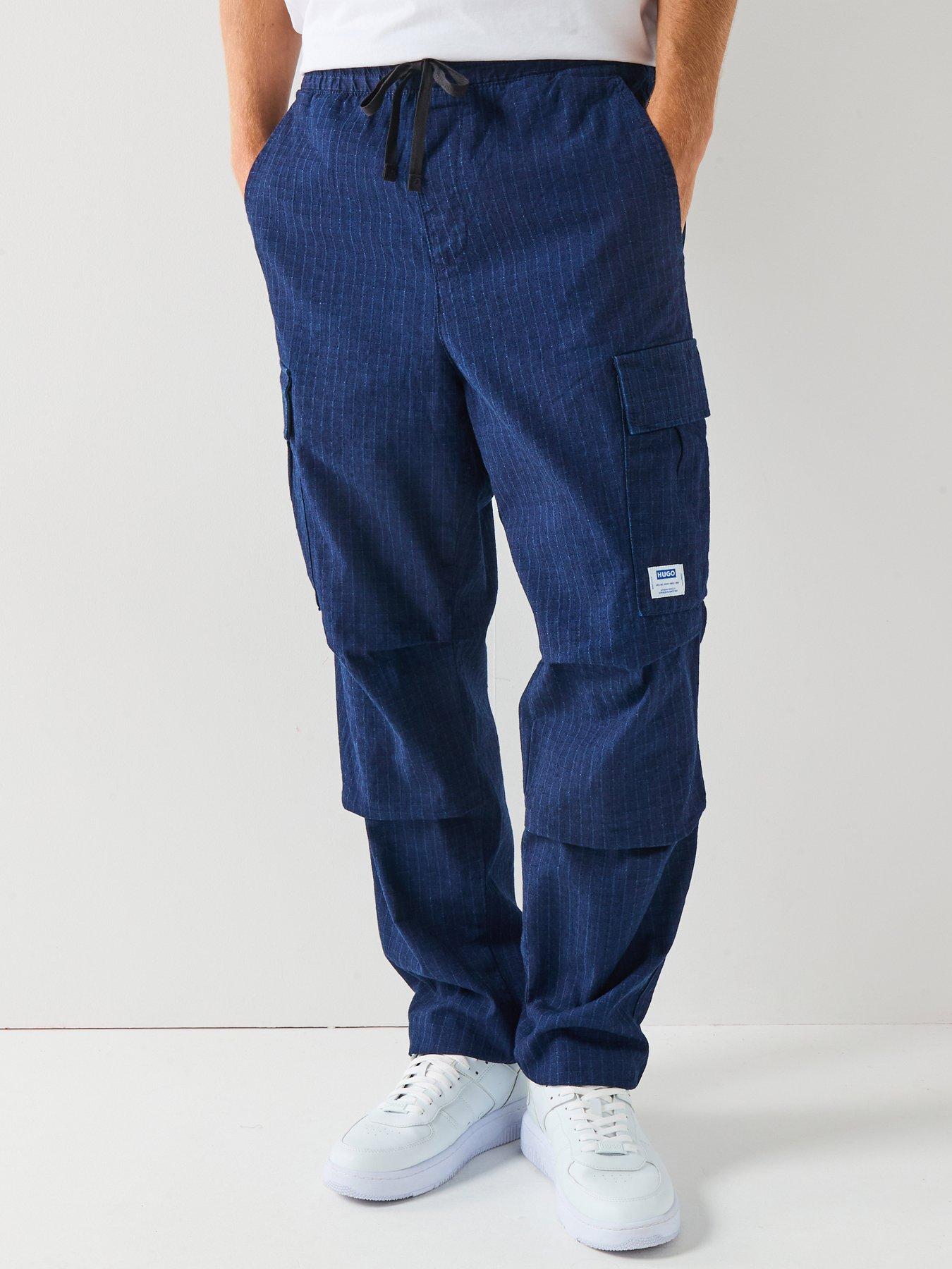 undefined Relaxed-fit Cargo Trousers in Denim-Look Ripstop - Blue