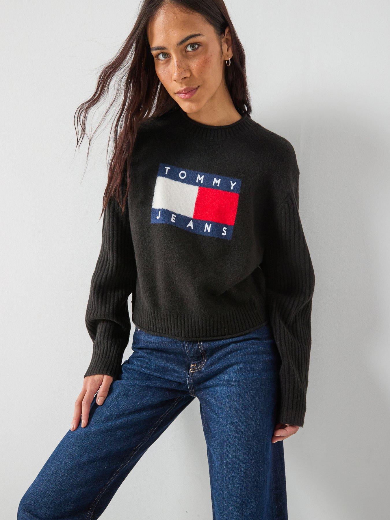 Tommy Jeans Melange Flag Sweater - Black