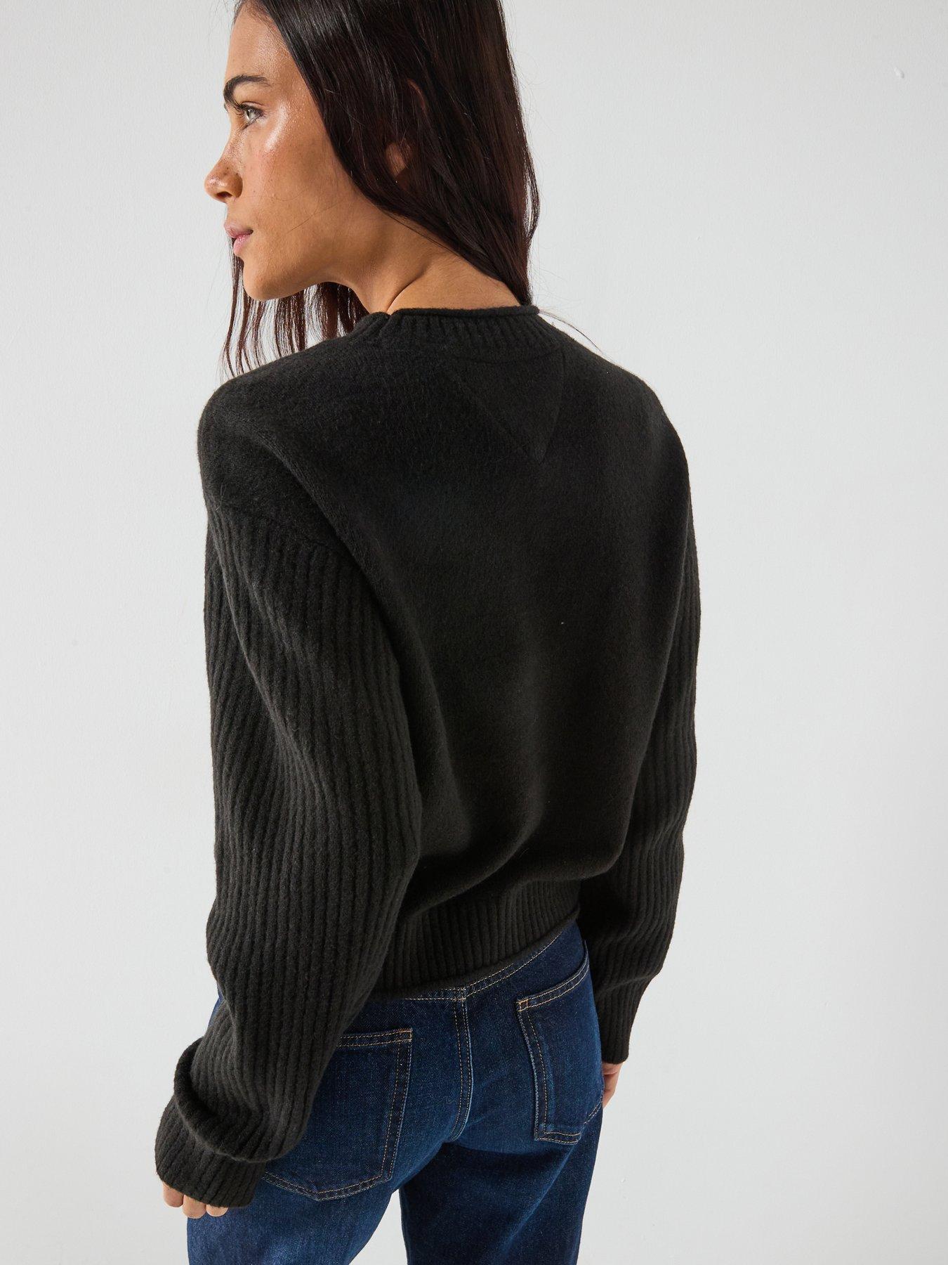 Image 2 of 6 of Tommy Jeans Melange Flag Sweater - Black