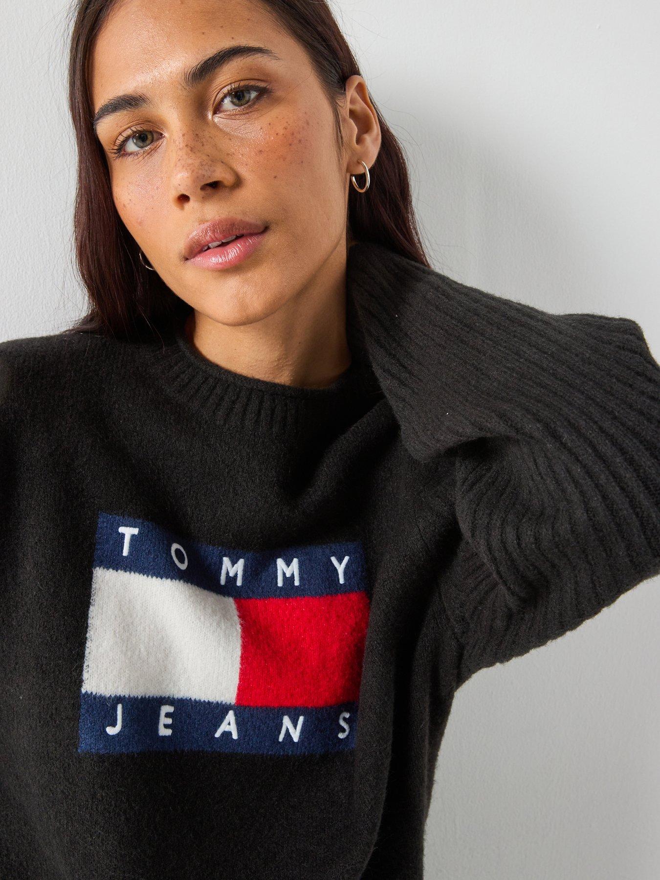 Image 5 of 6 of Tommy Jeans Melange Flag Sweater - Black