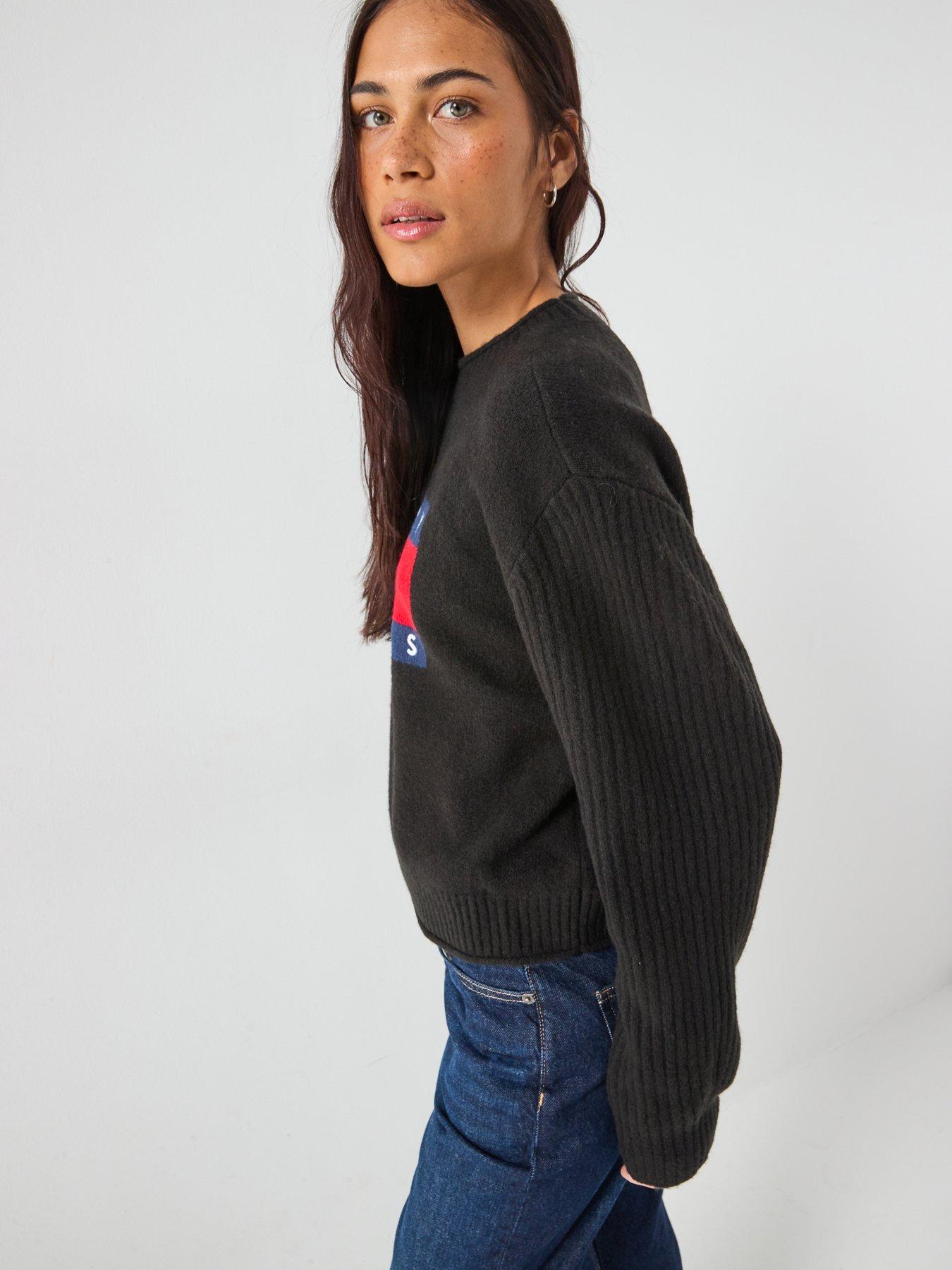 Image 6 of 6 of Tommy Jeans Melange Flag Sweater - Black