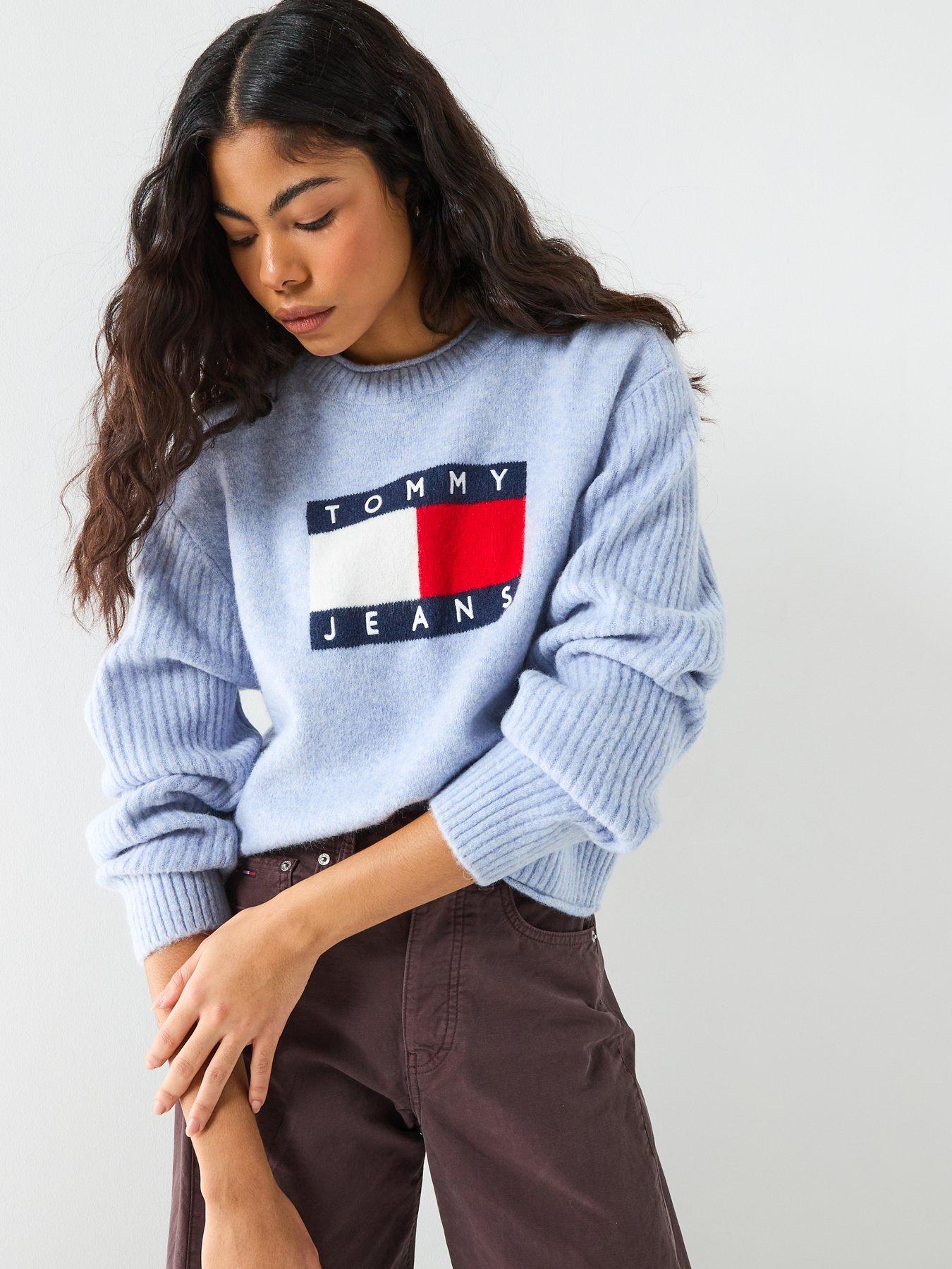  image of tommy-jeans-melange-flag-sweater-blue