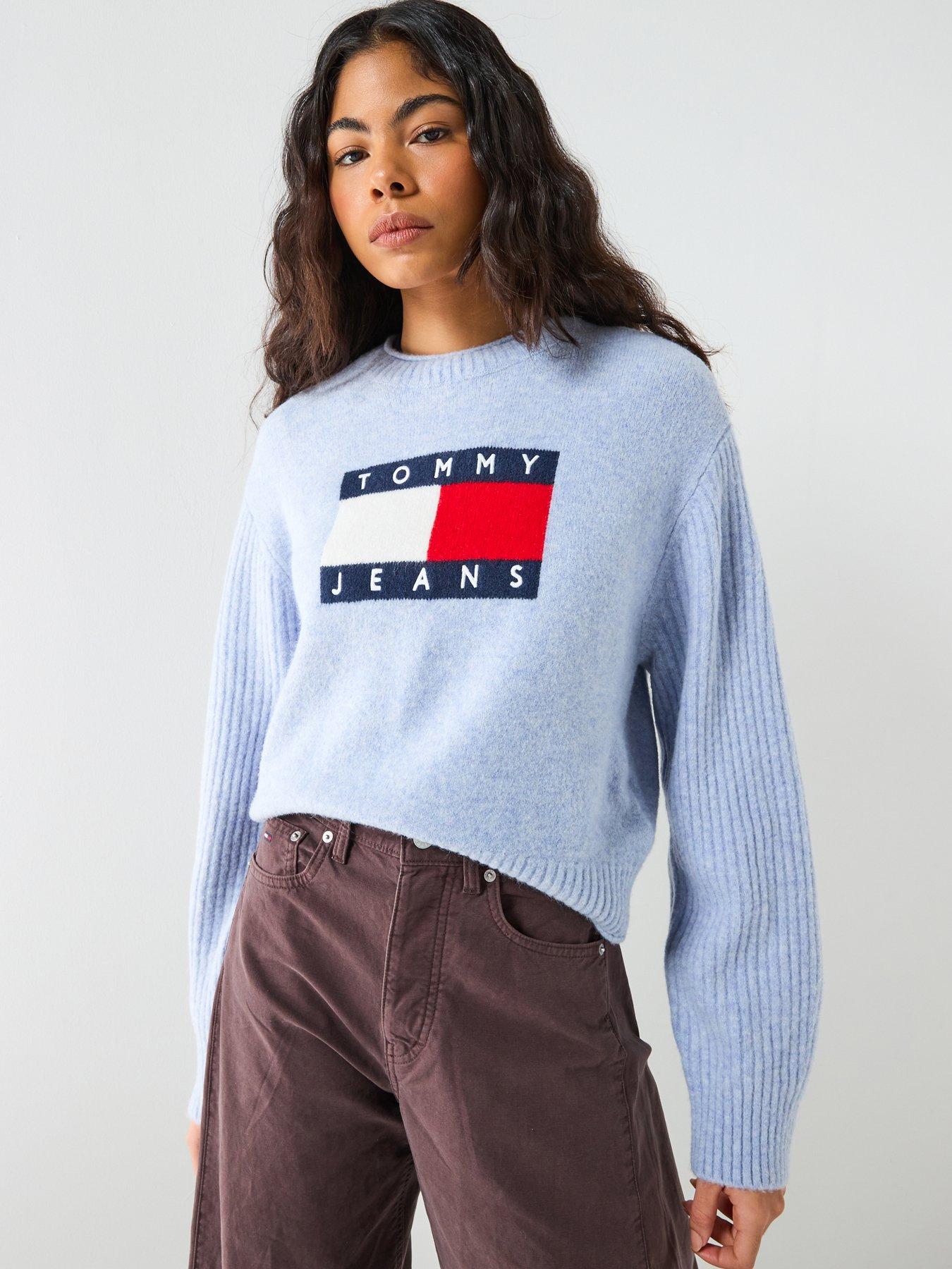  image of tommy-jeans-melange-flag-sweater-blue