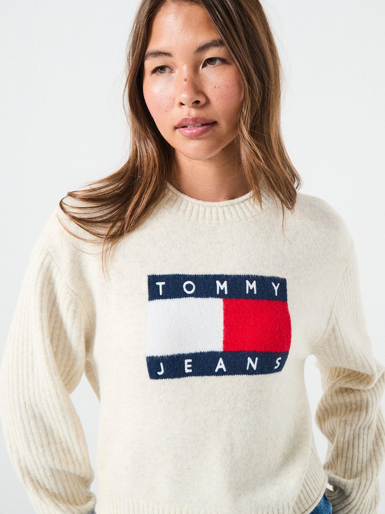undefined Melange Flag Sweater - White