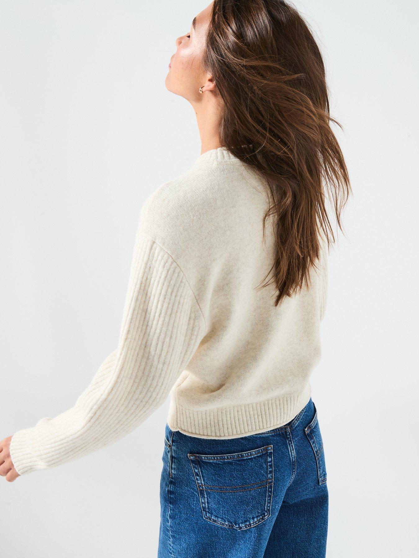Image 2 of 6 of Tommy Jeans Melange Flag Sweater - White
