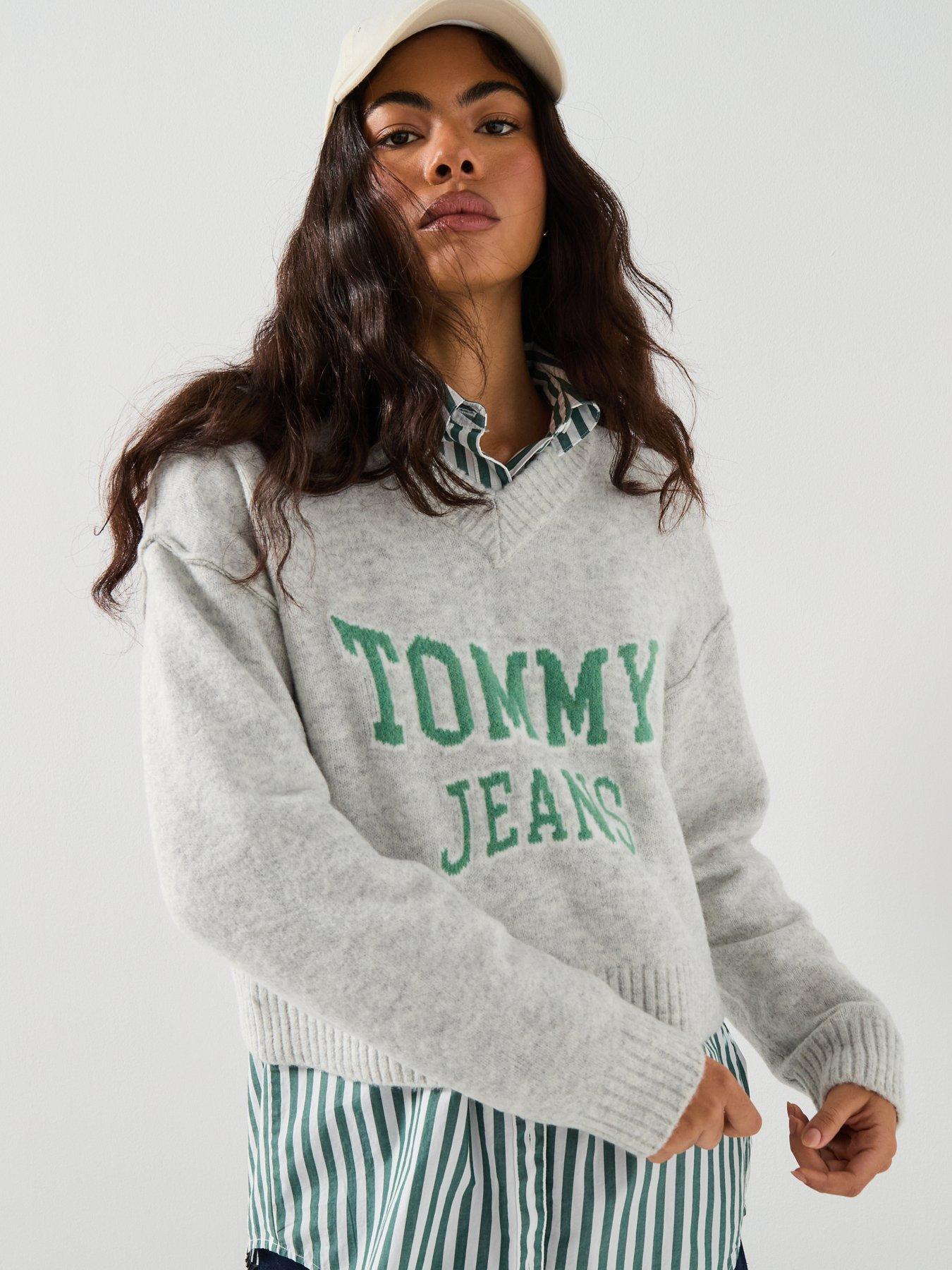Tommy Jeans Varsity V-Neck Sweater - Grey