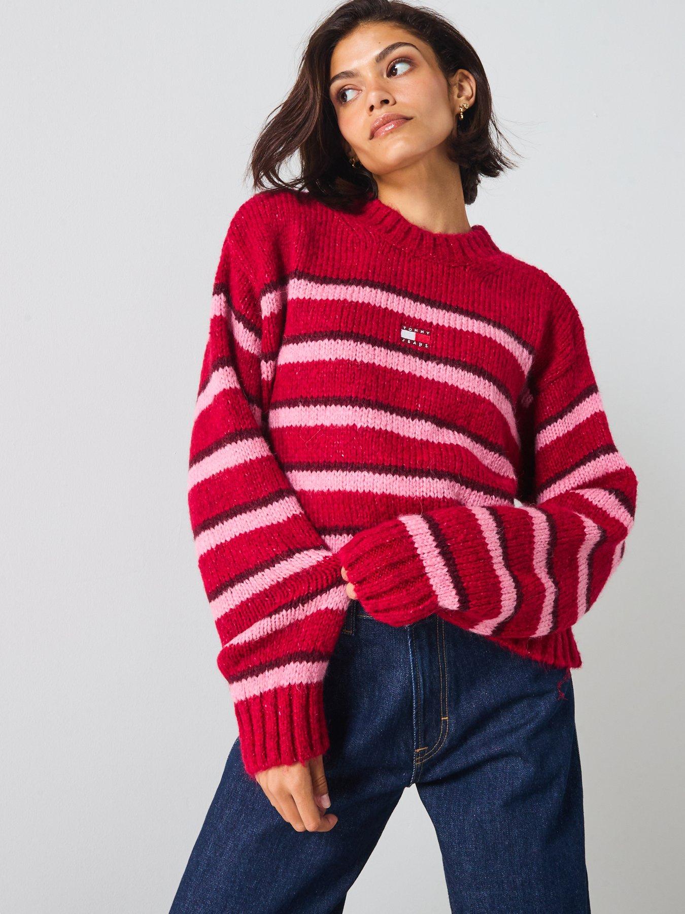 Tommy Jeans Badge Detailed Striped Fluffy Jumper - Multi