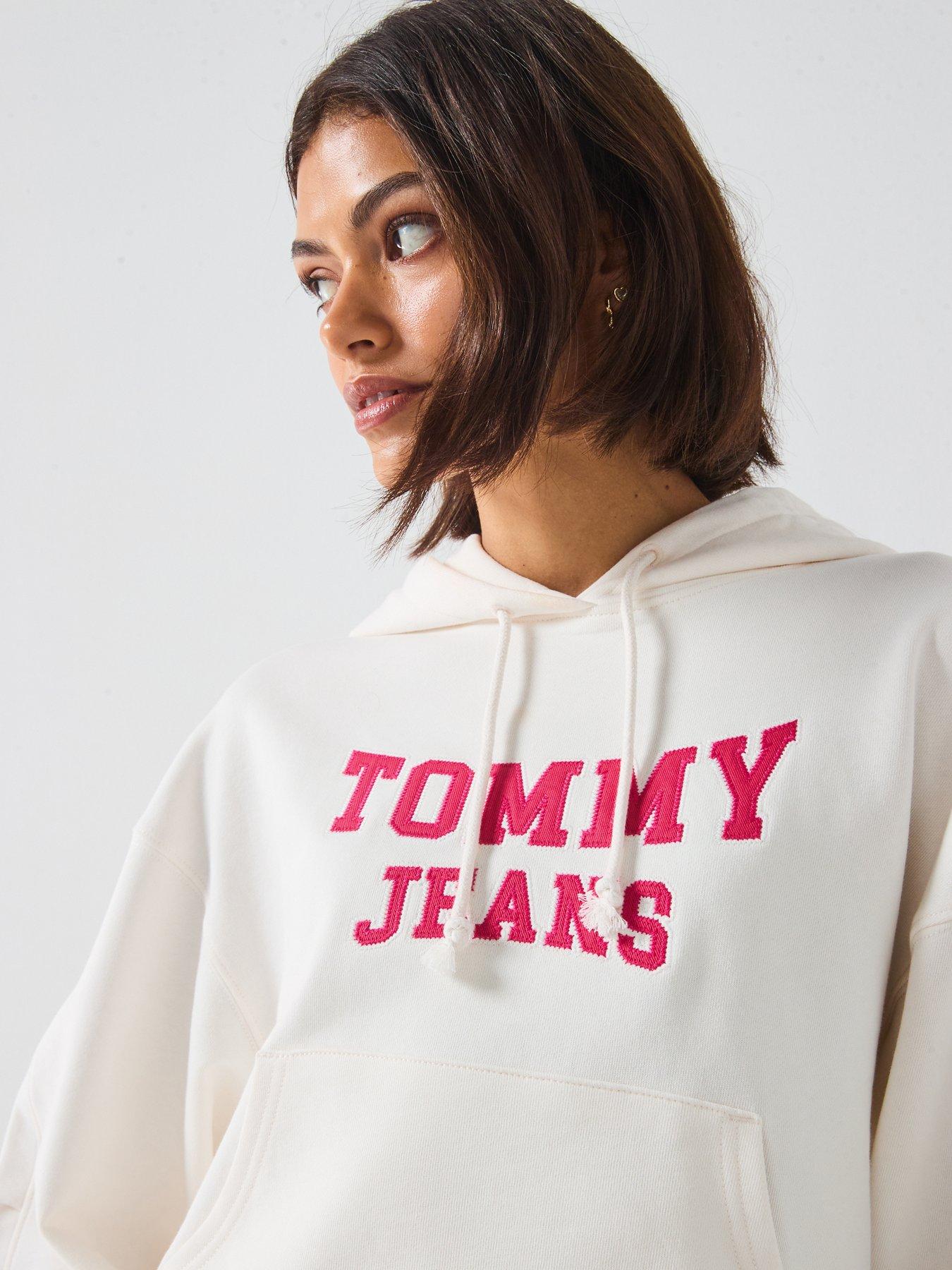 Image 4 of 5 of Tommy Jeans Cropped Varsity Hoodie - White