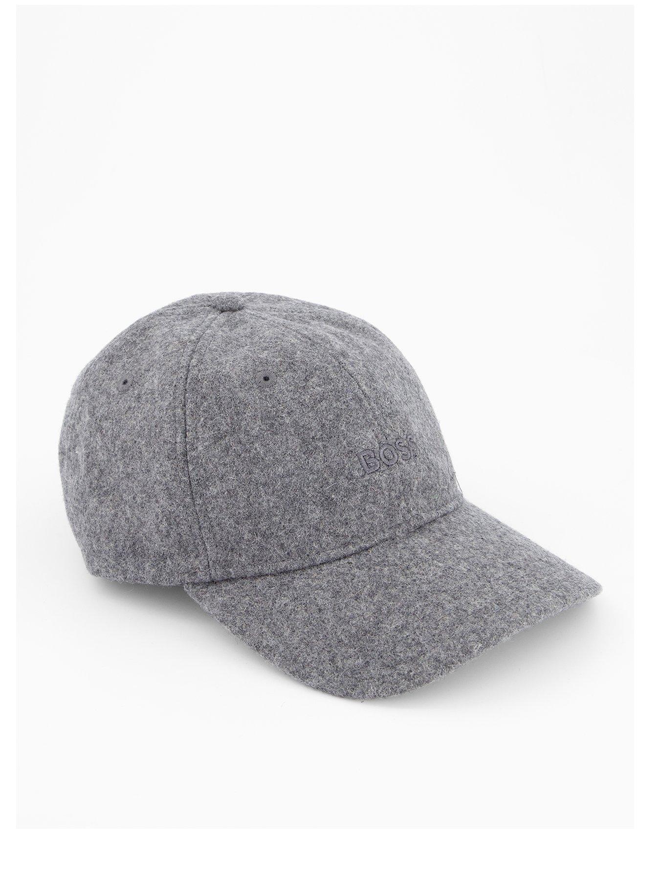  image of boss-derrel-tonal-logo-wool-baseball-cap-grey-one-colour