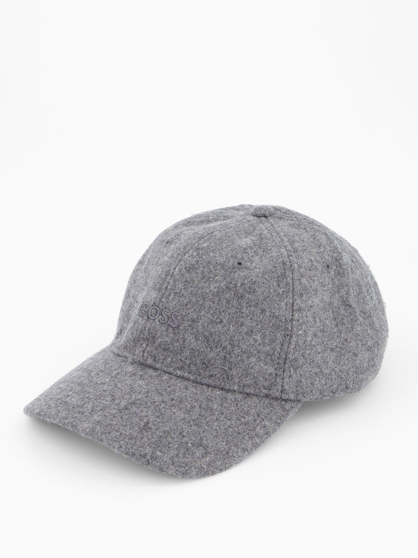  image of boss-derrel-tonal-logo-wool-baseball-cap-grey-one-colour