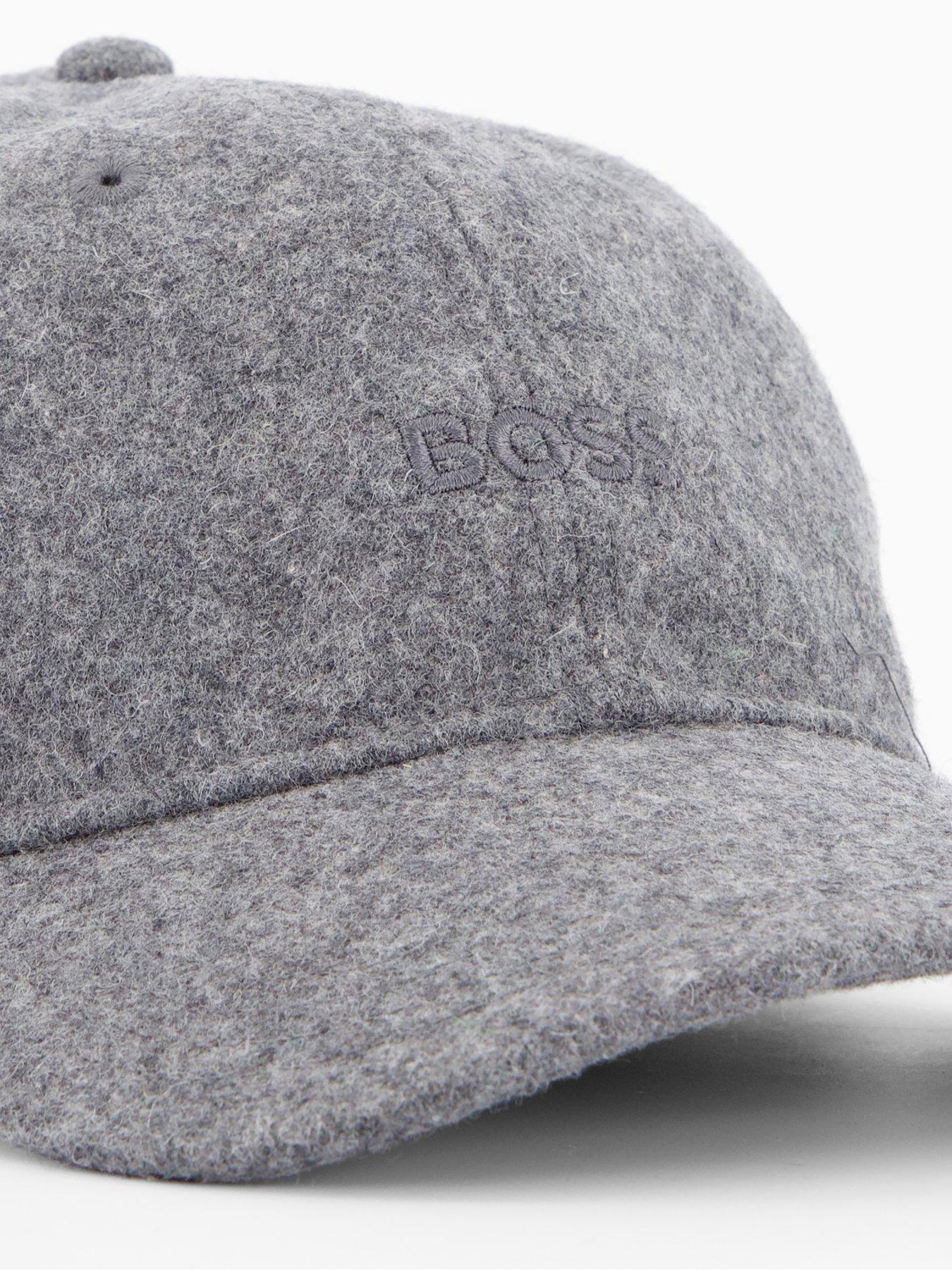  image of boss-derrel-tonal-logo-wool-baseball-cap-grey-one-colour
