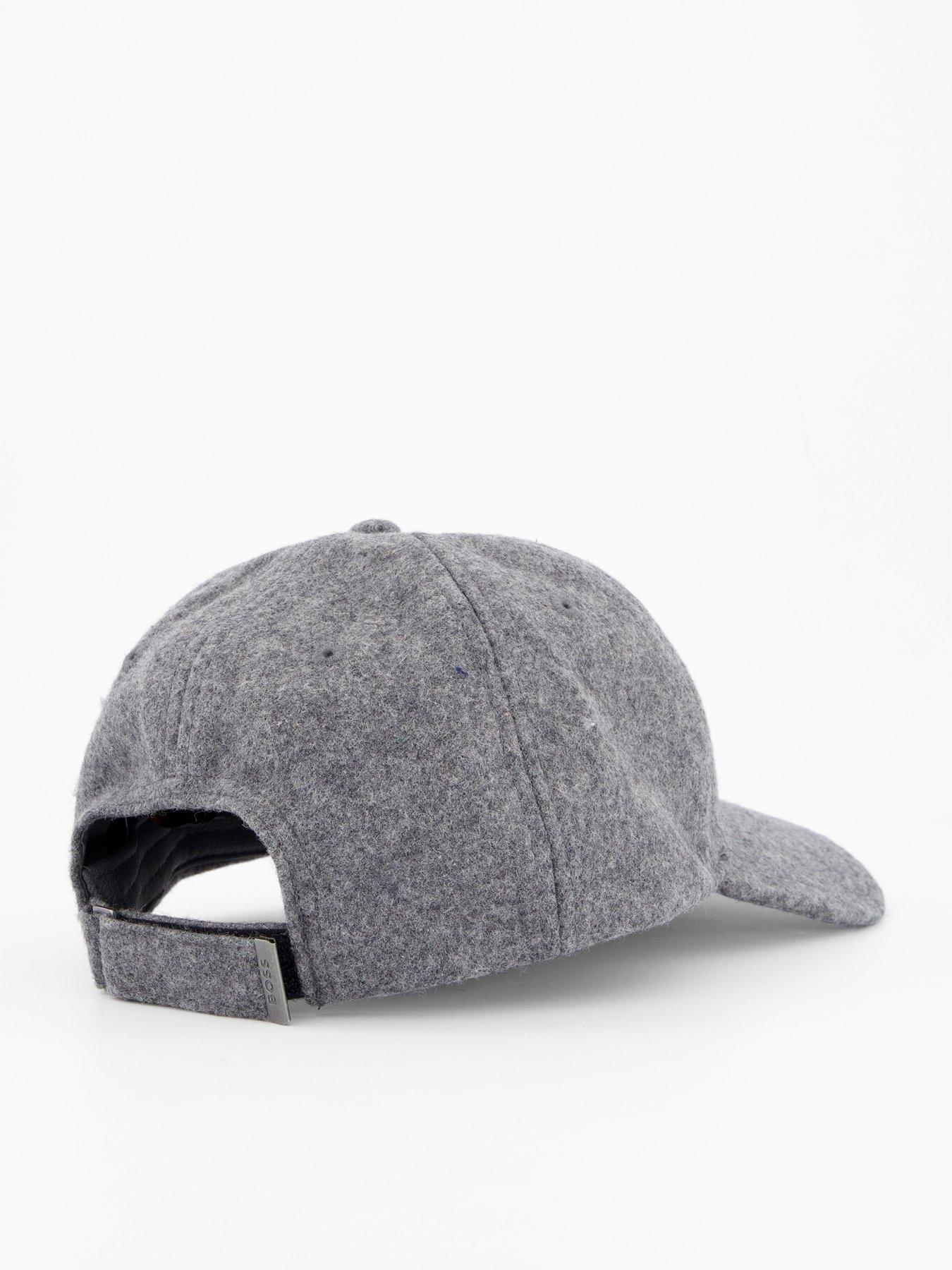  image of boss-derrel-tonal-logo-wool-baseball-cap-grey-one-colour