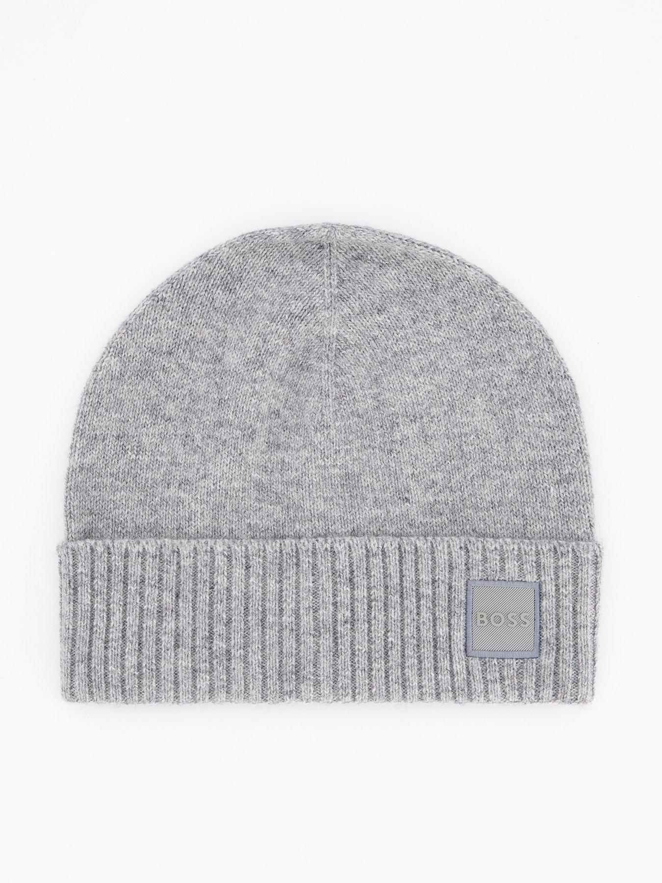 front image of boss-akaio-side-tonal-logo-wool-beanie-hat-one-colour