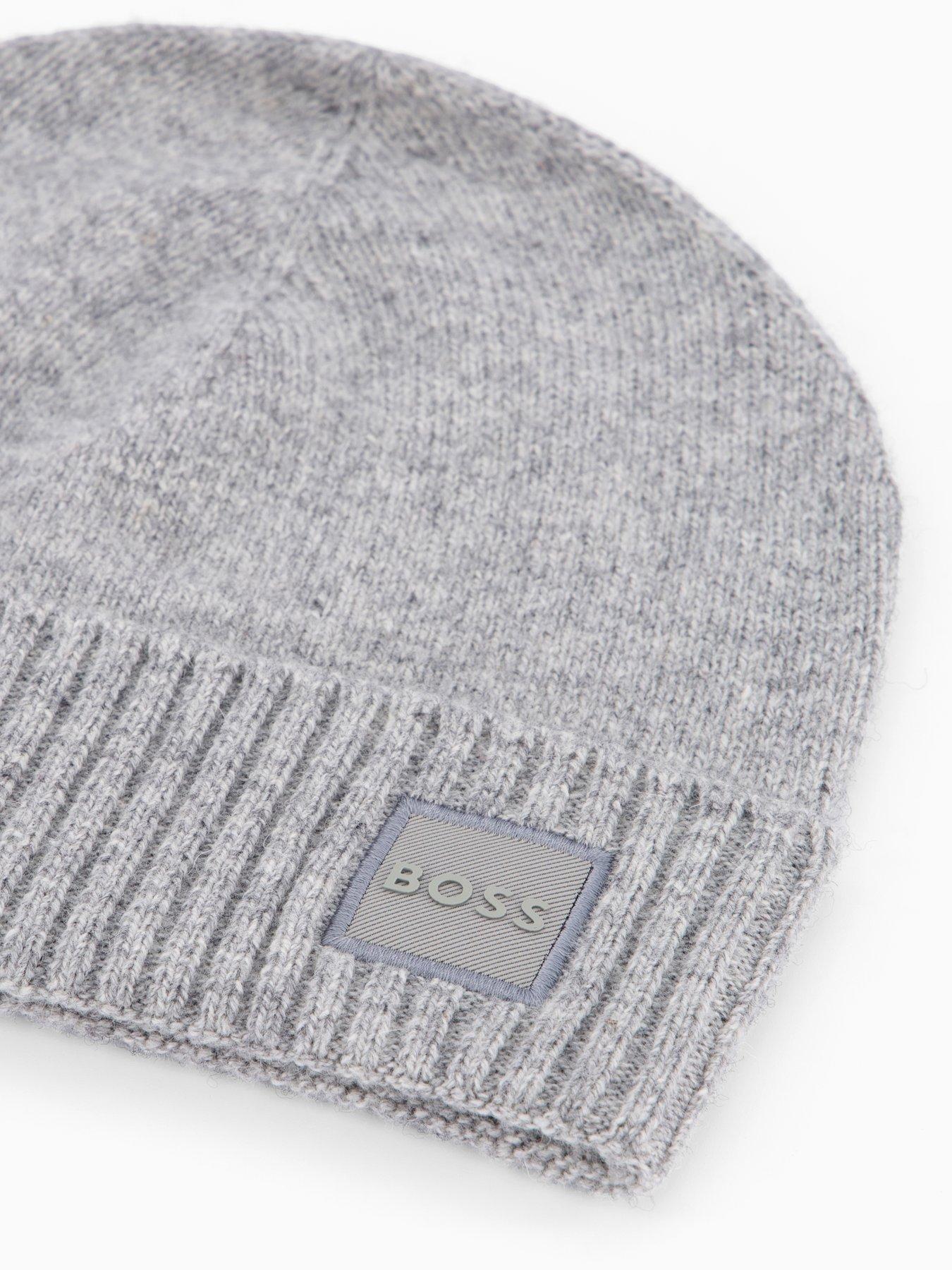  image of boss-akaio-side-tonal-logo-wool-beanie-hat-one-colour