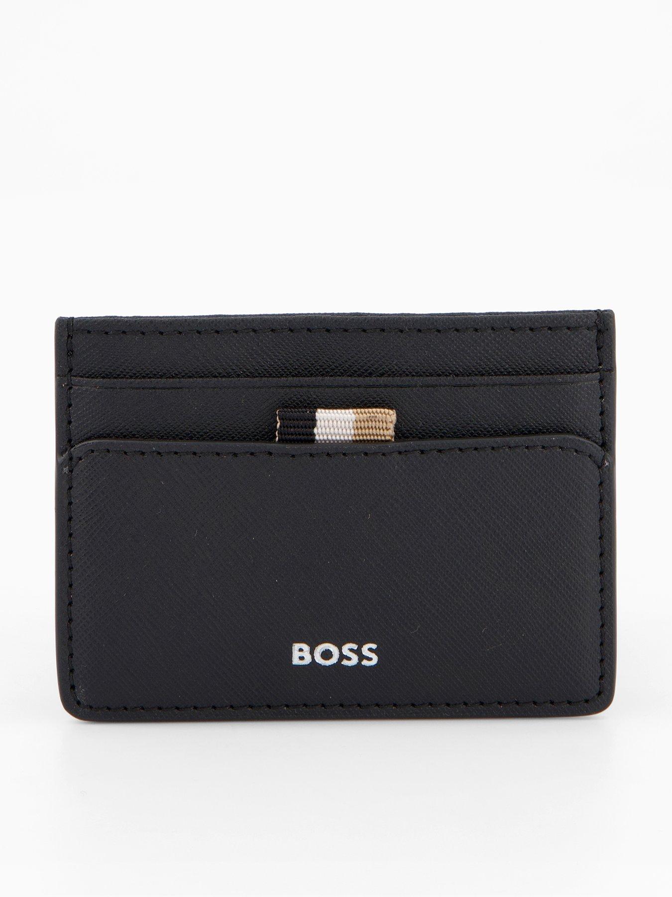 BOSS Zair Saffiano Print Corporate Trim Card Holder - Black
