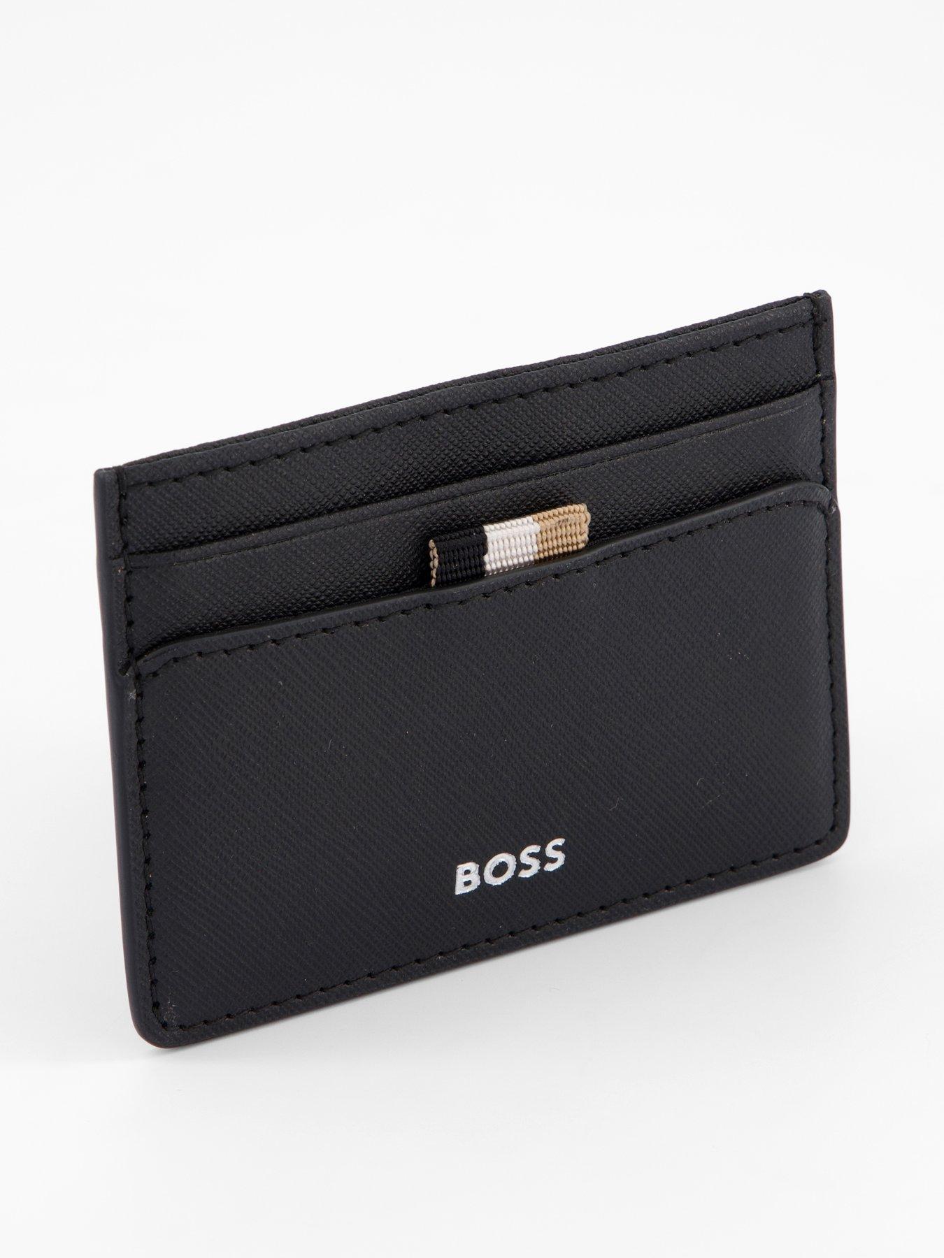  image of boss-zair-saffiano-print-corporate-trim-card-holder-black