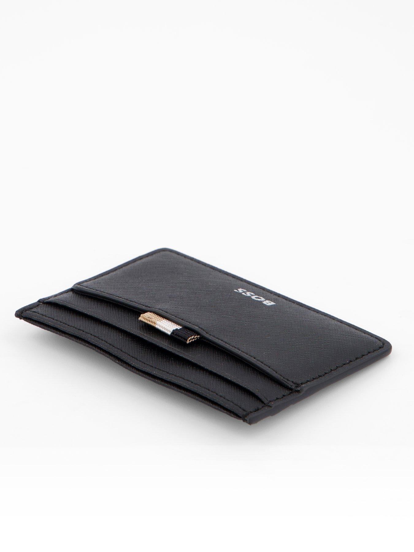 image of boss-zair-saffiano-print-corporate-trim-card-holder-black