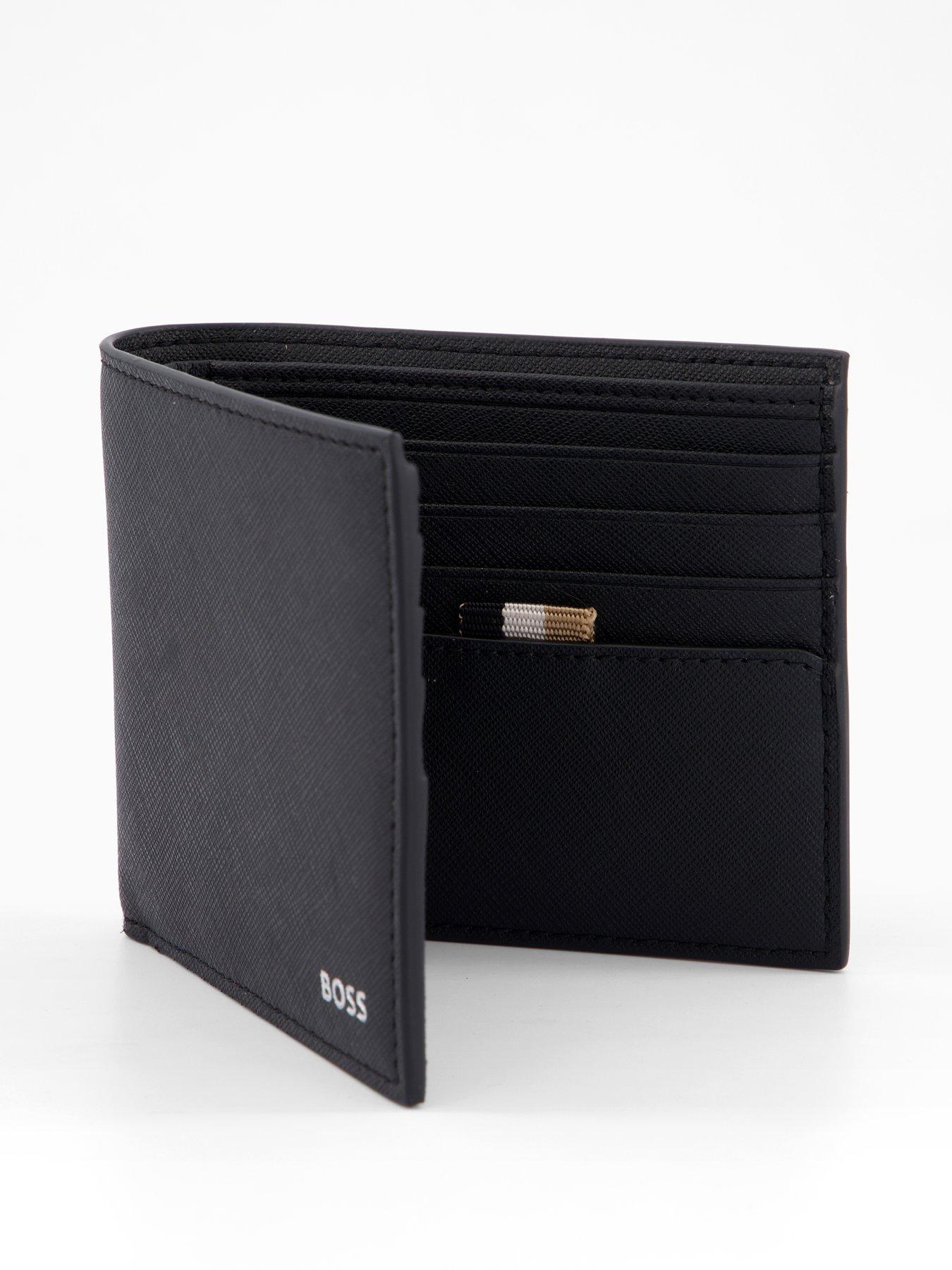  image of boss-zair-saffiano-print-corporate-trim-wallet-black