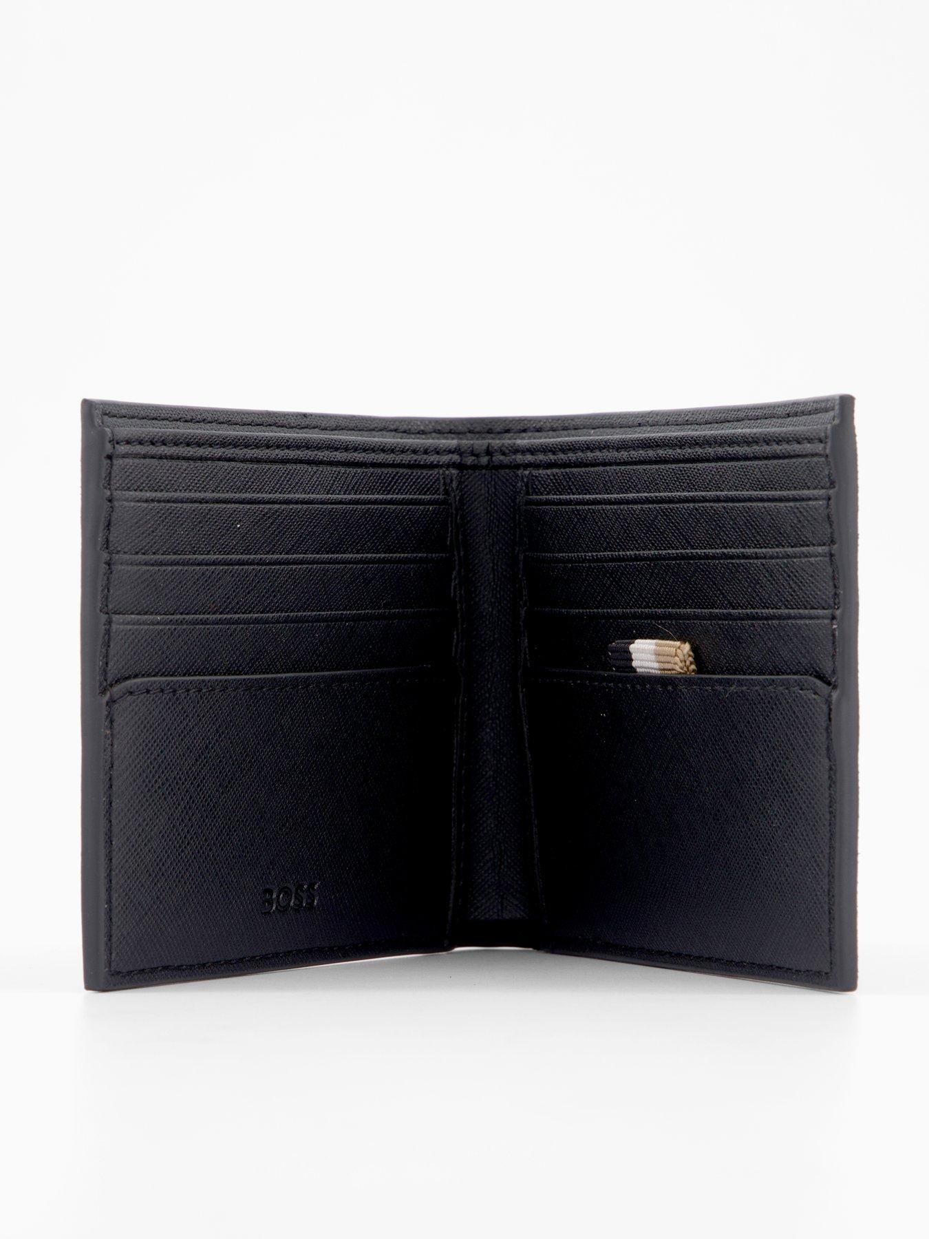  image of boss-zair-saffiano-print-corporate-trim-wallet-black