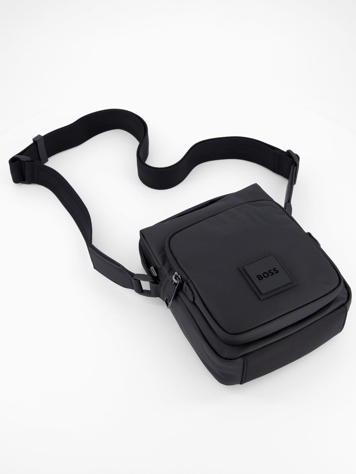  image of boss-oryo-rubberised-nylon-logo-crossbody-black