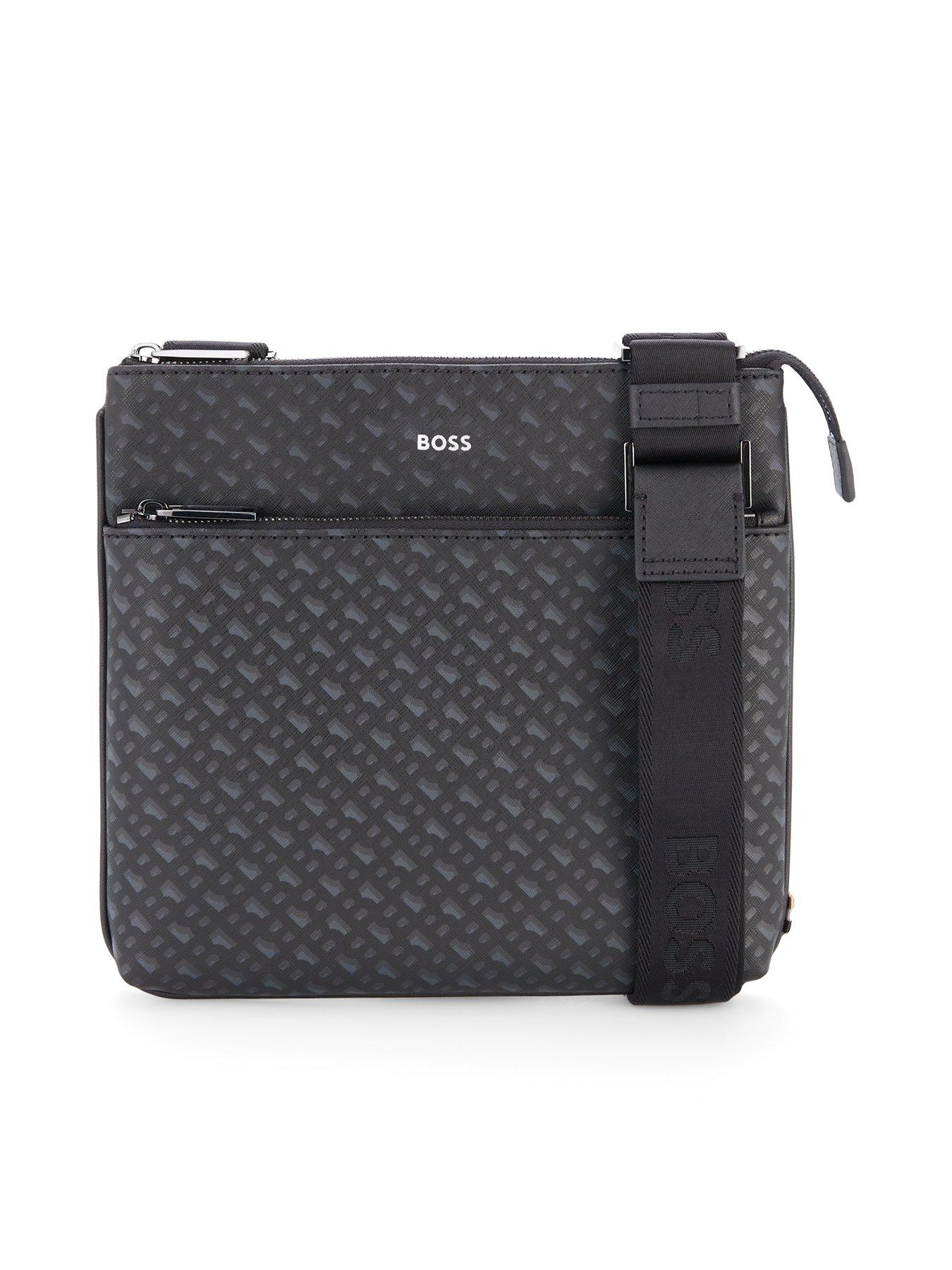 BOSS Zair Monogram Print Crossbody - Black