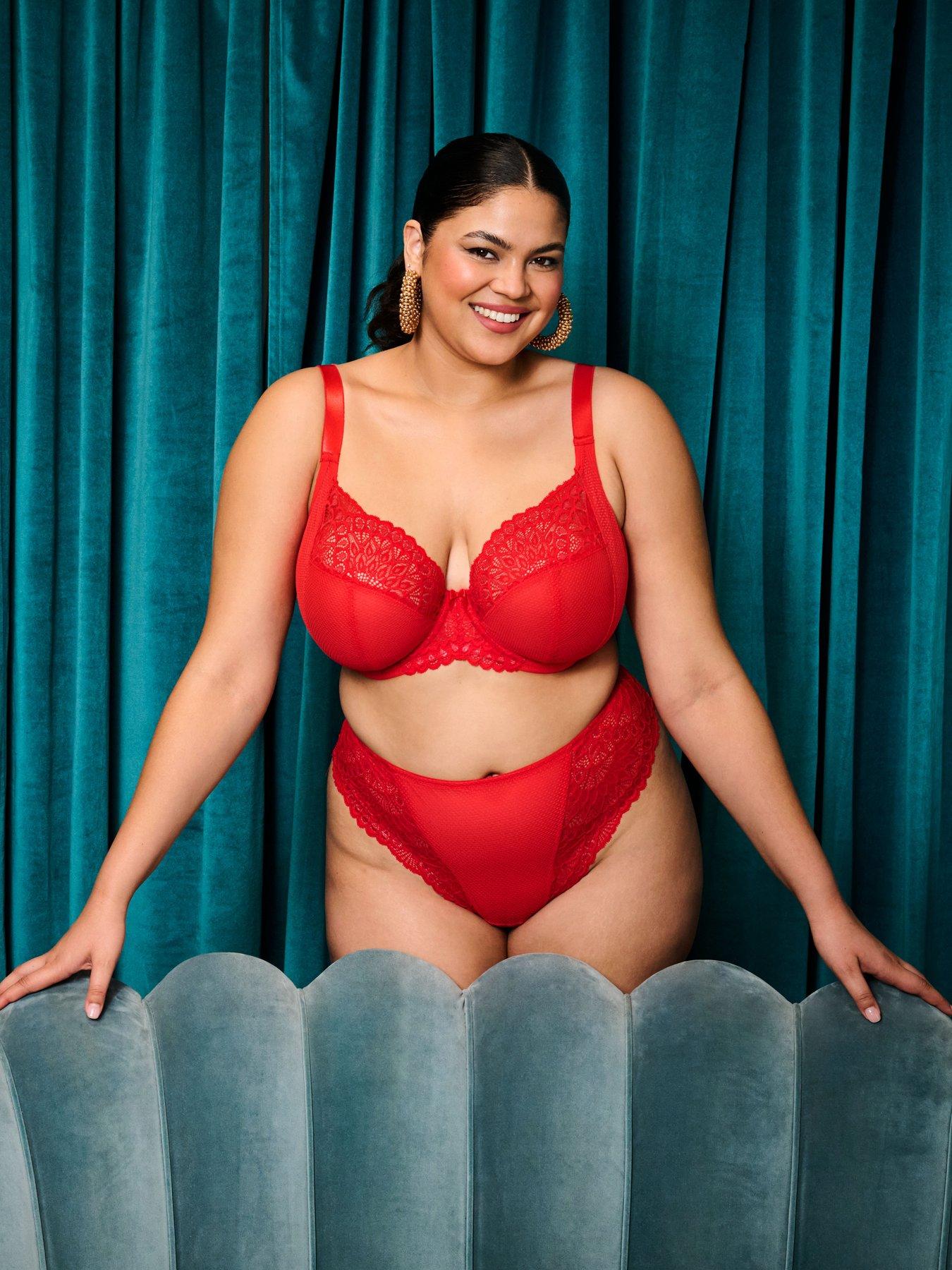front image of elomi-tiernie-underwire-plunge-bra-stretch--red
