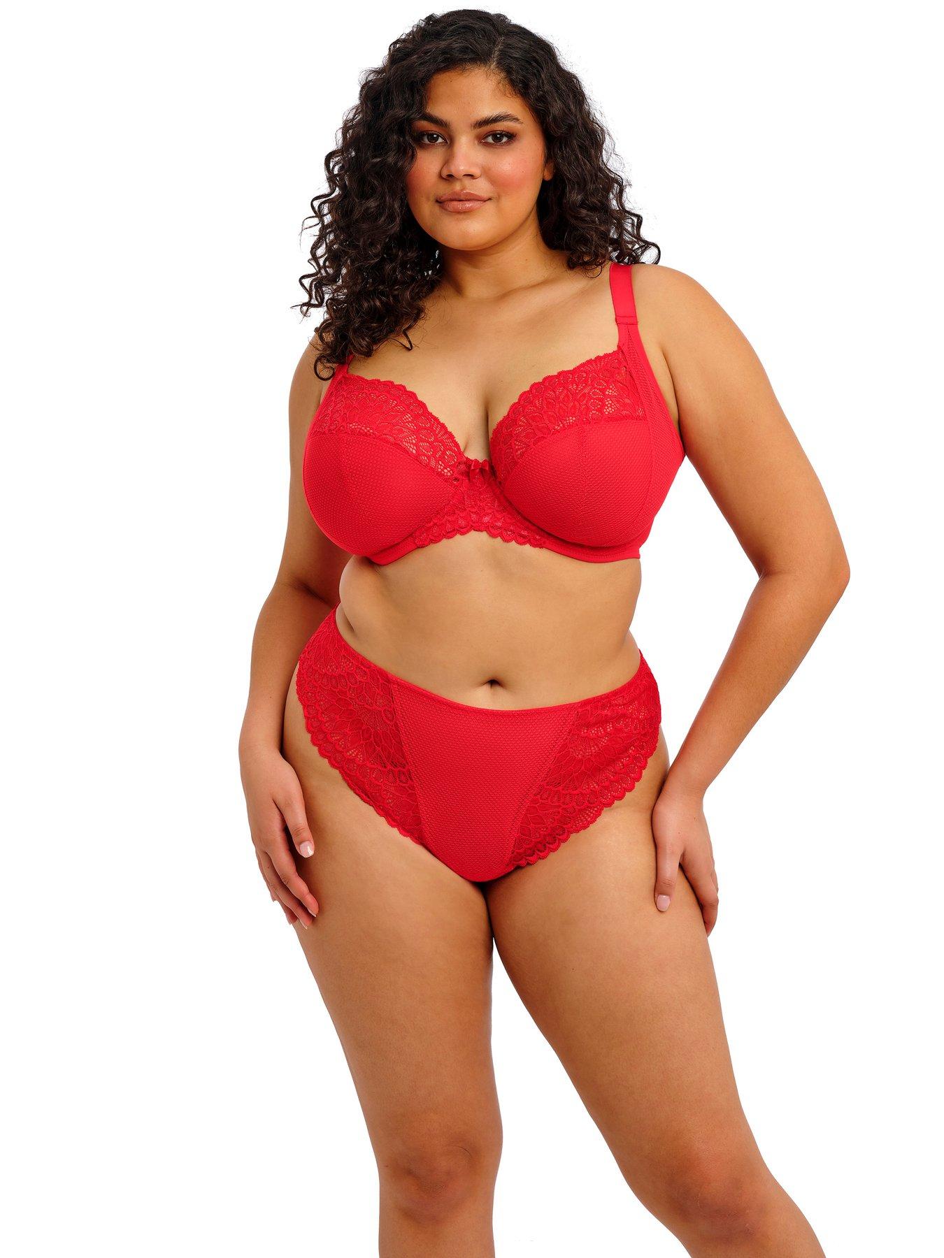  image of elomi-tiernie-underwire-plunge-bra-stretch--red