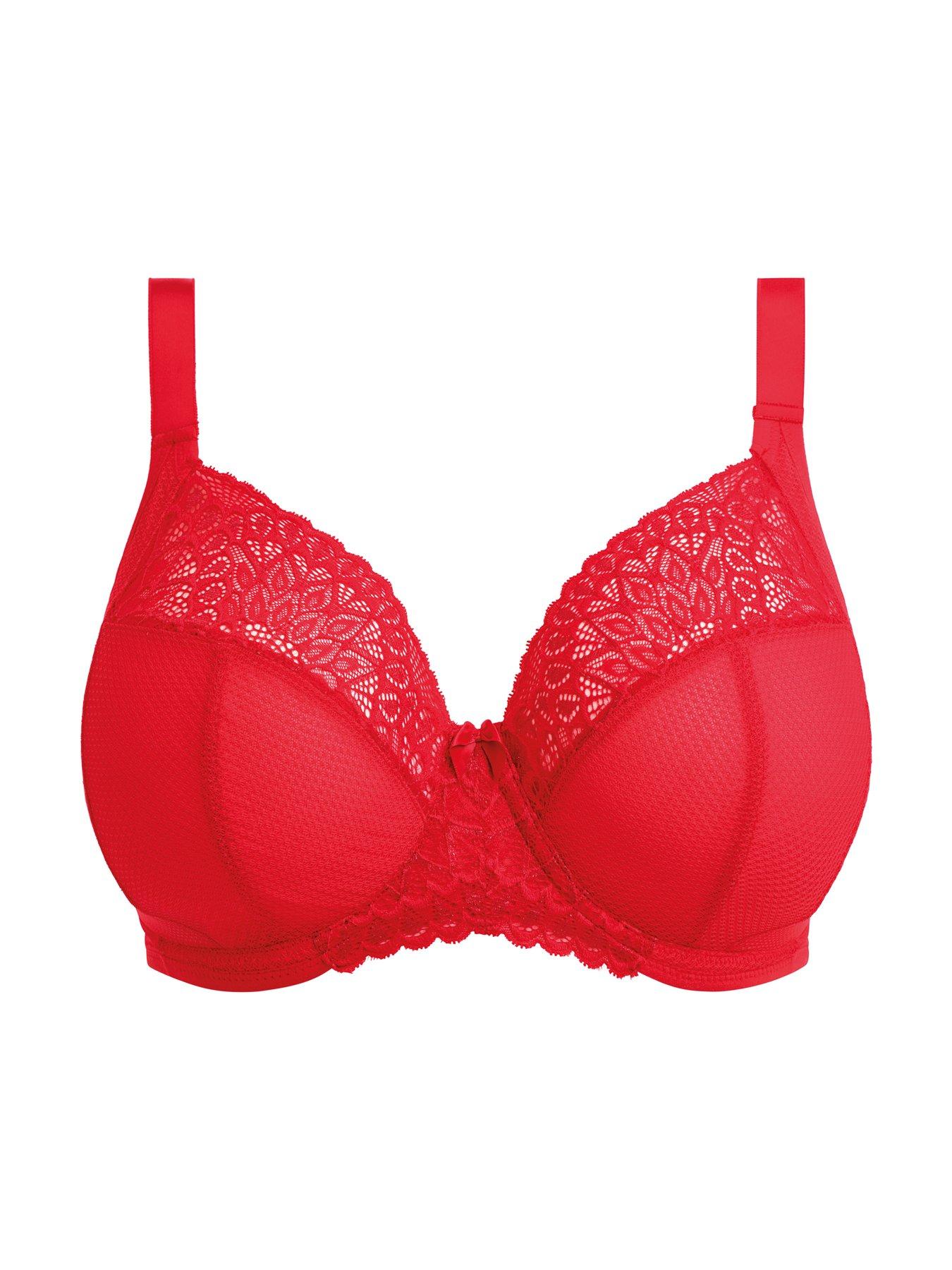  image of elomi-tiernie-underwire-plunge-bra-stretch--red