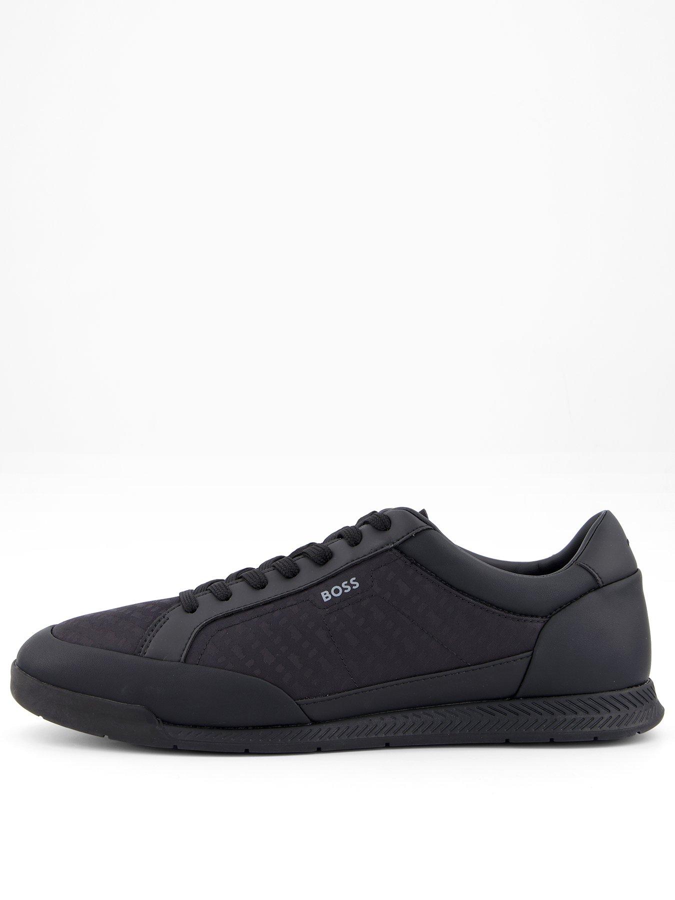 BOSS Nitan Low Profile Nylon/Leather Monogram Trainer - Black
