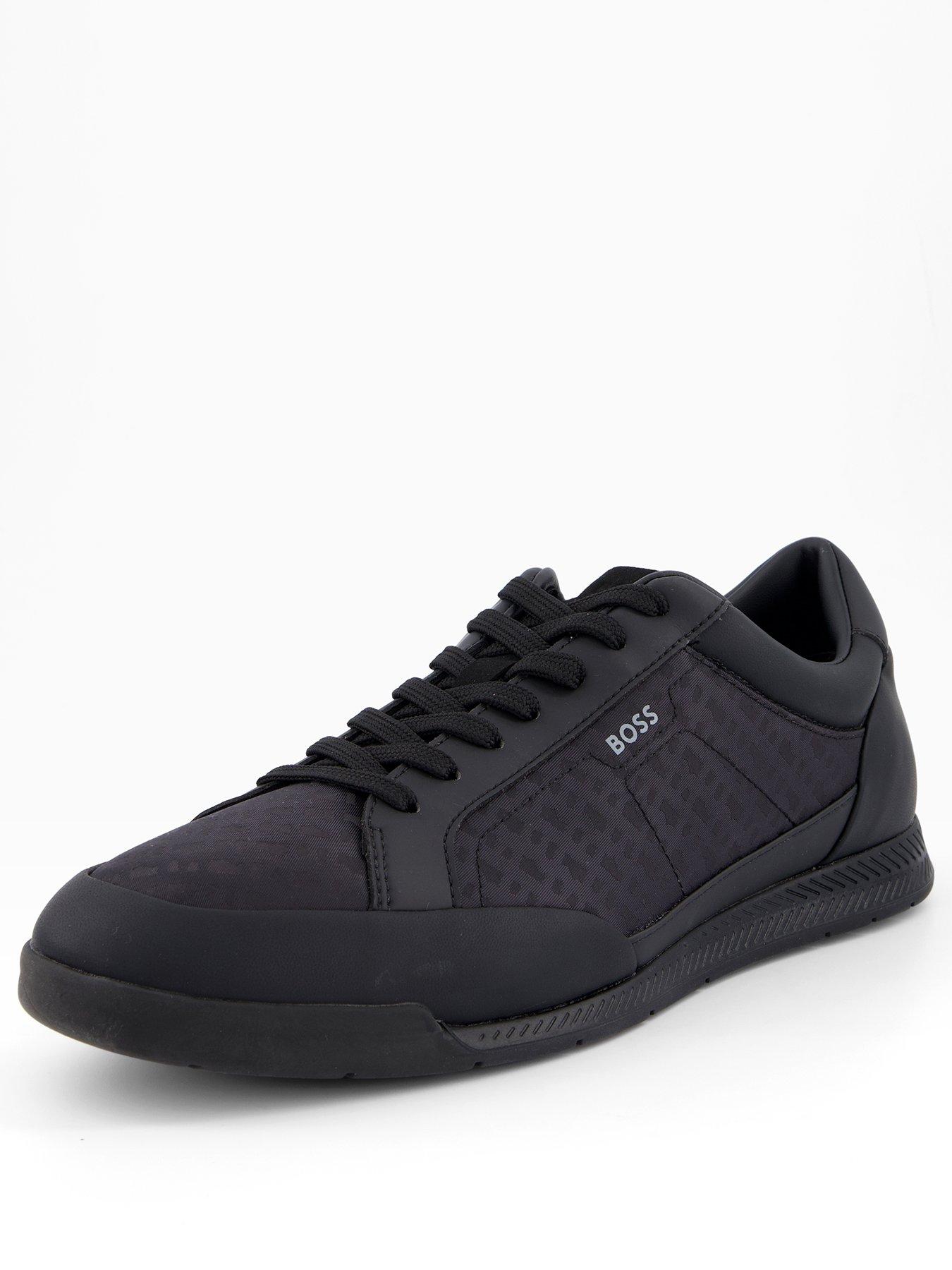 Image 2 of 7 of BOSS Nitan Low Profile Nylon/Leather Monogram Trainer - Black