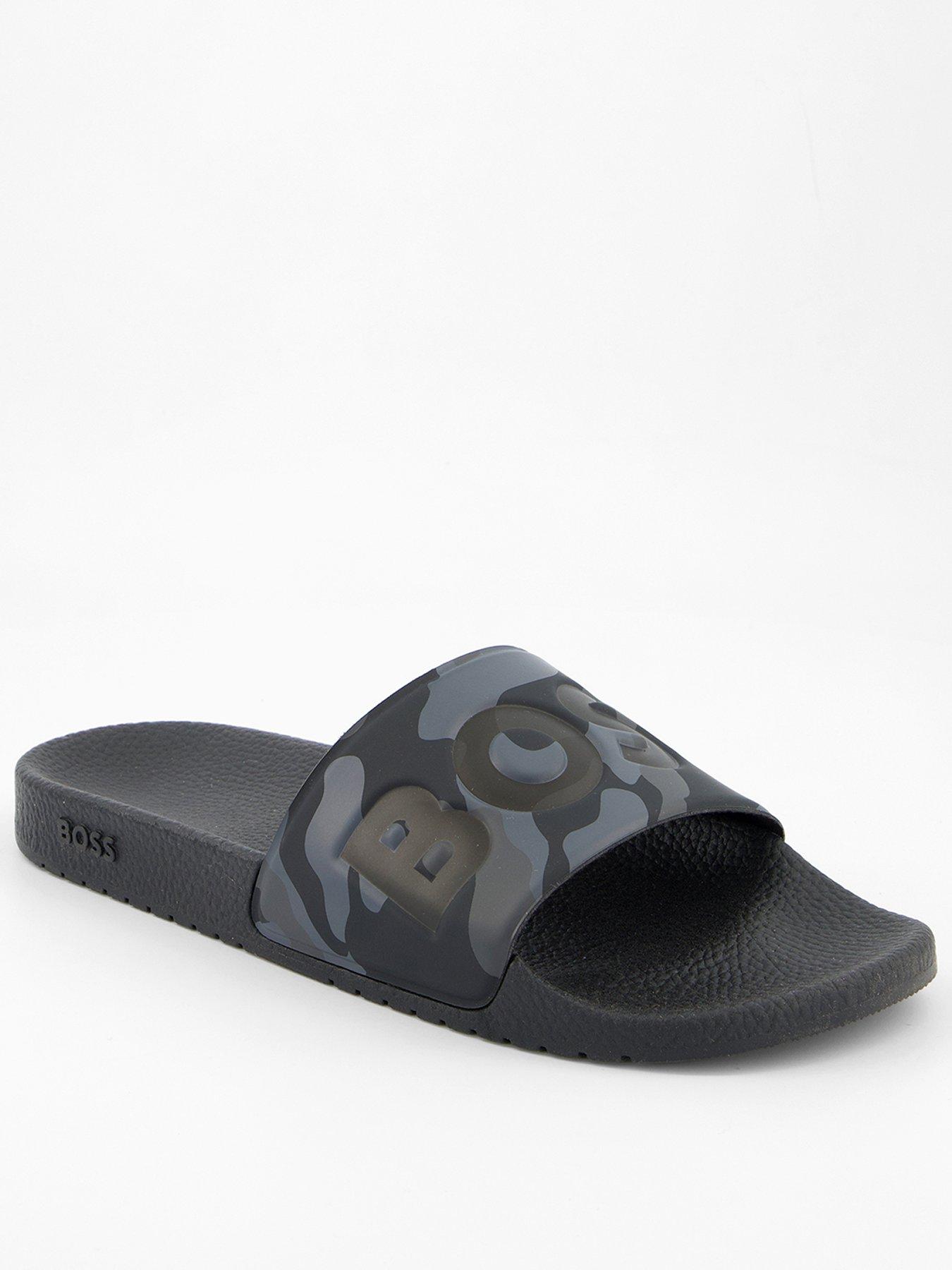 undefined Aryeh Contrast Logo Camo Sliders - Grey