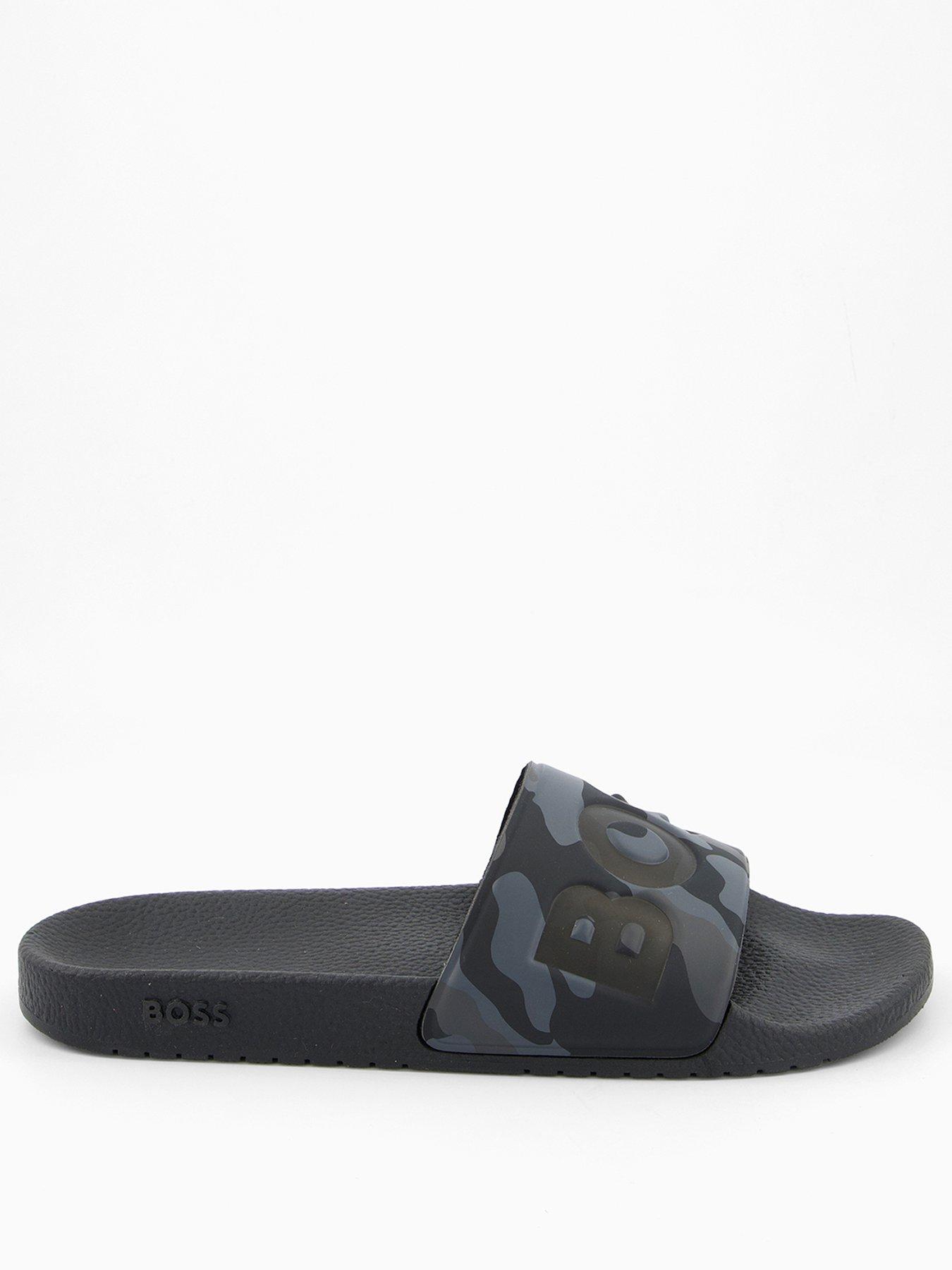 Image 2 of 6 of BOSS Aryeh Contrast Logo Camo Sliders - Grey