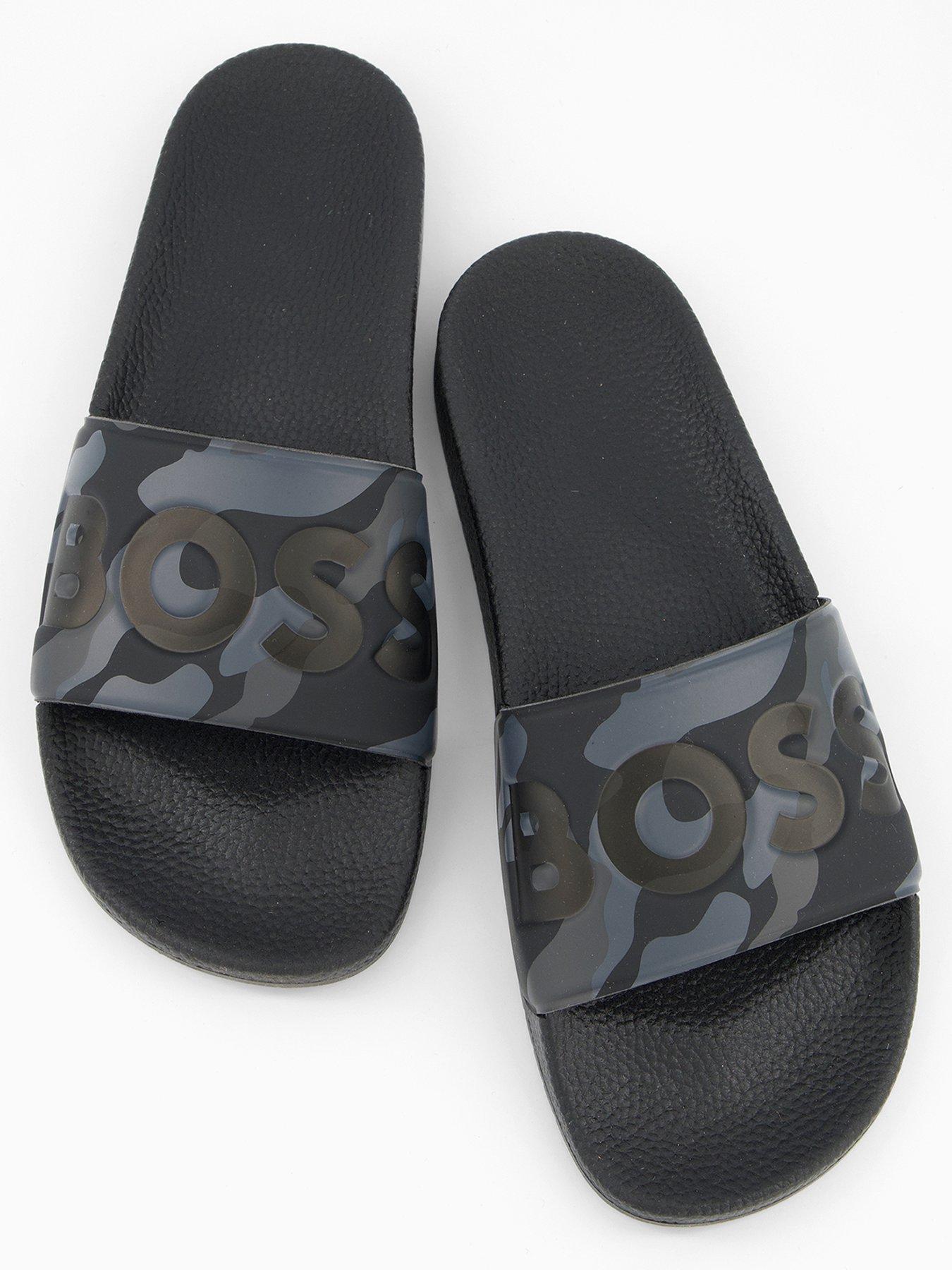Image 3 of 6 of BOSS Aryeh Contrast Logo Camo Sliders - Grey