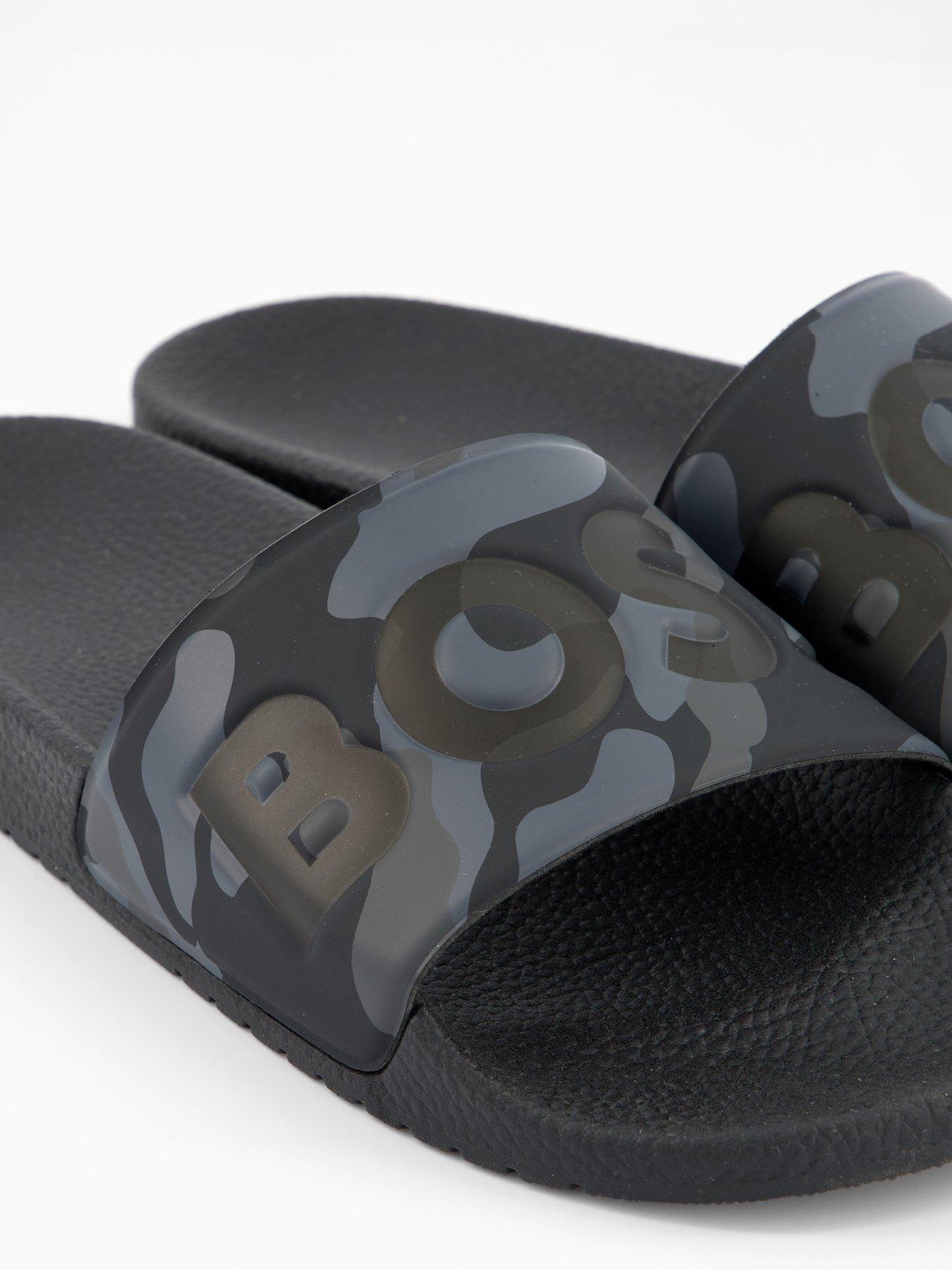 Image 5 of 6 of BOSS Aryeh Contrast Logo Camo Sliders - Grey