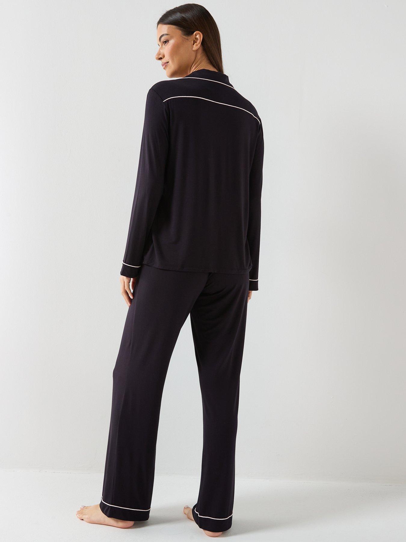 stillFront image of dorina-charli-pyjama-top-and-pants-black