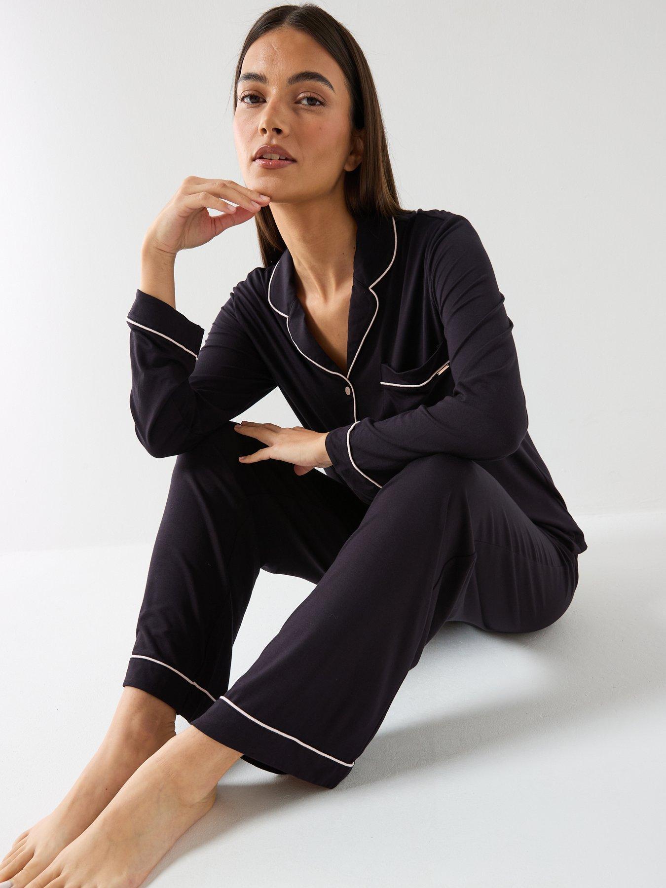  image of dorina-charli-pyjama-top-and-pants-black