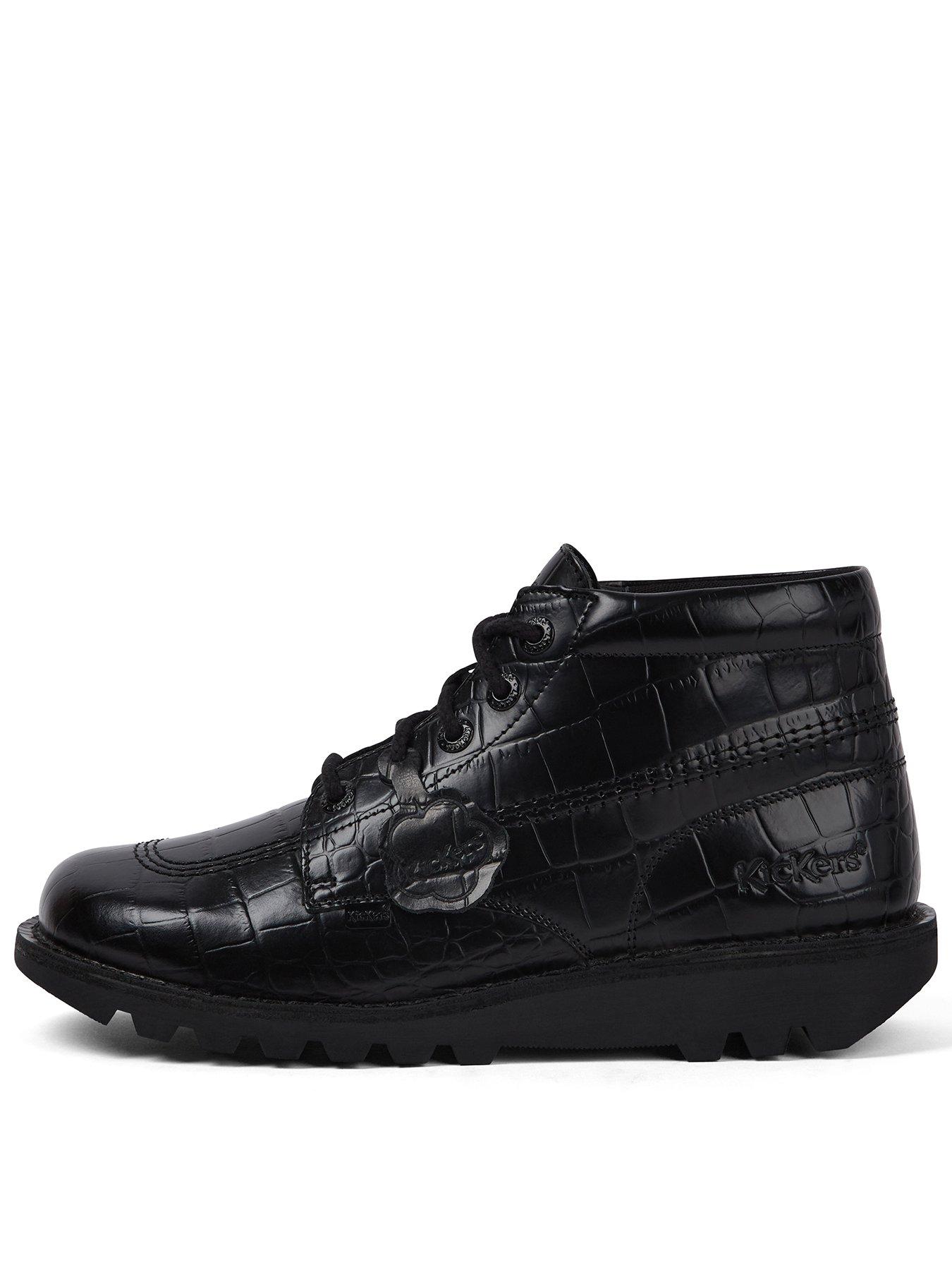 Kickers Kick Hi Croc Leather Ankle Boot - Black