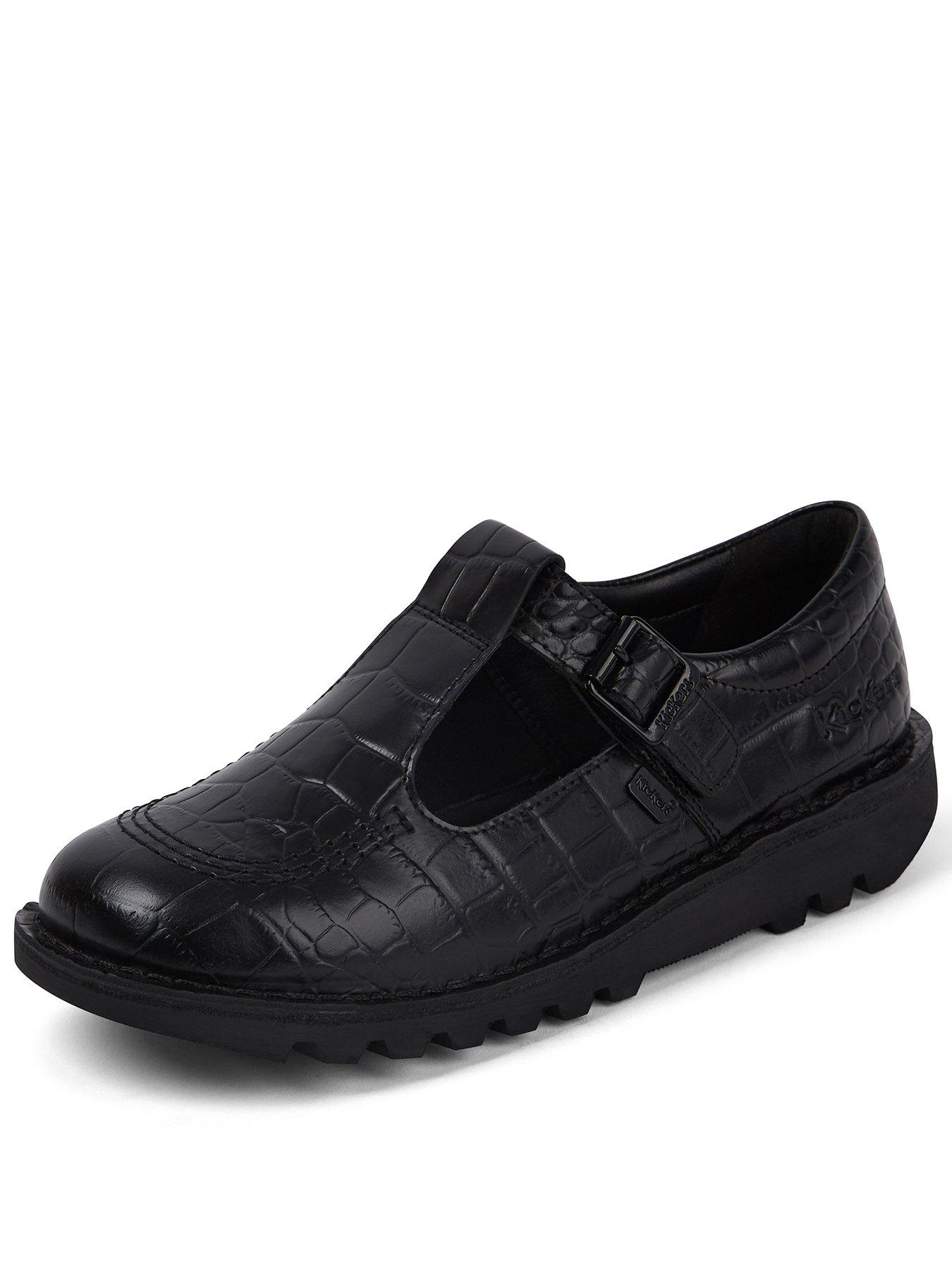 undefined Kick T-bar Croc Leather Shoe - Black