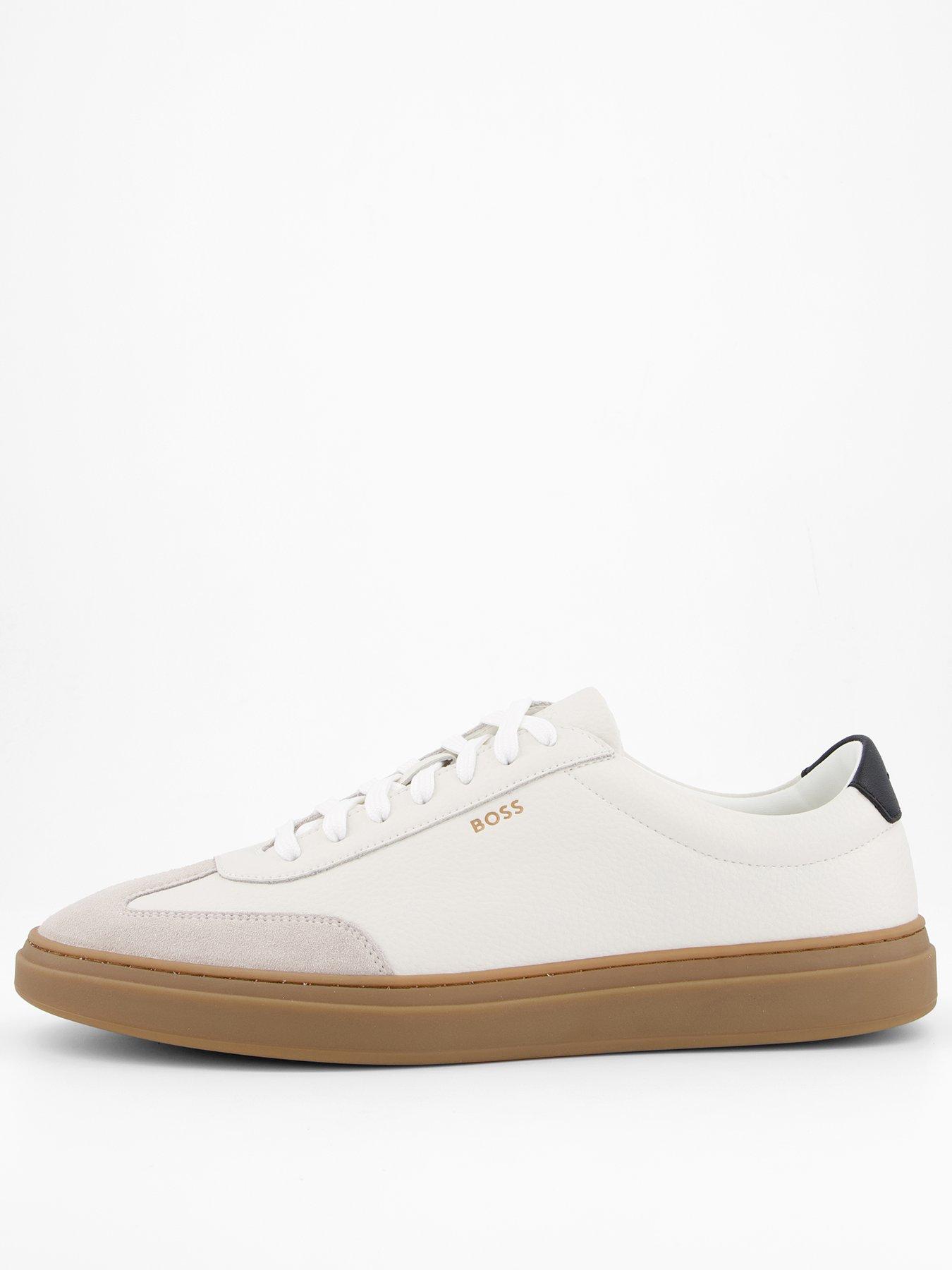 Image 1 of 7 of BOSS Kieran Leather/Suede Sneakers - Off White