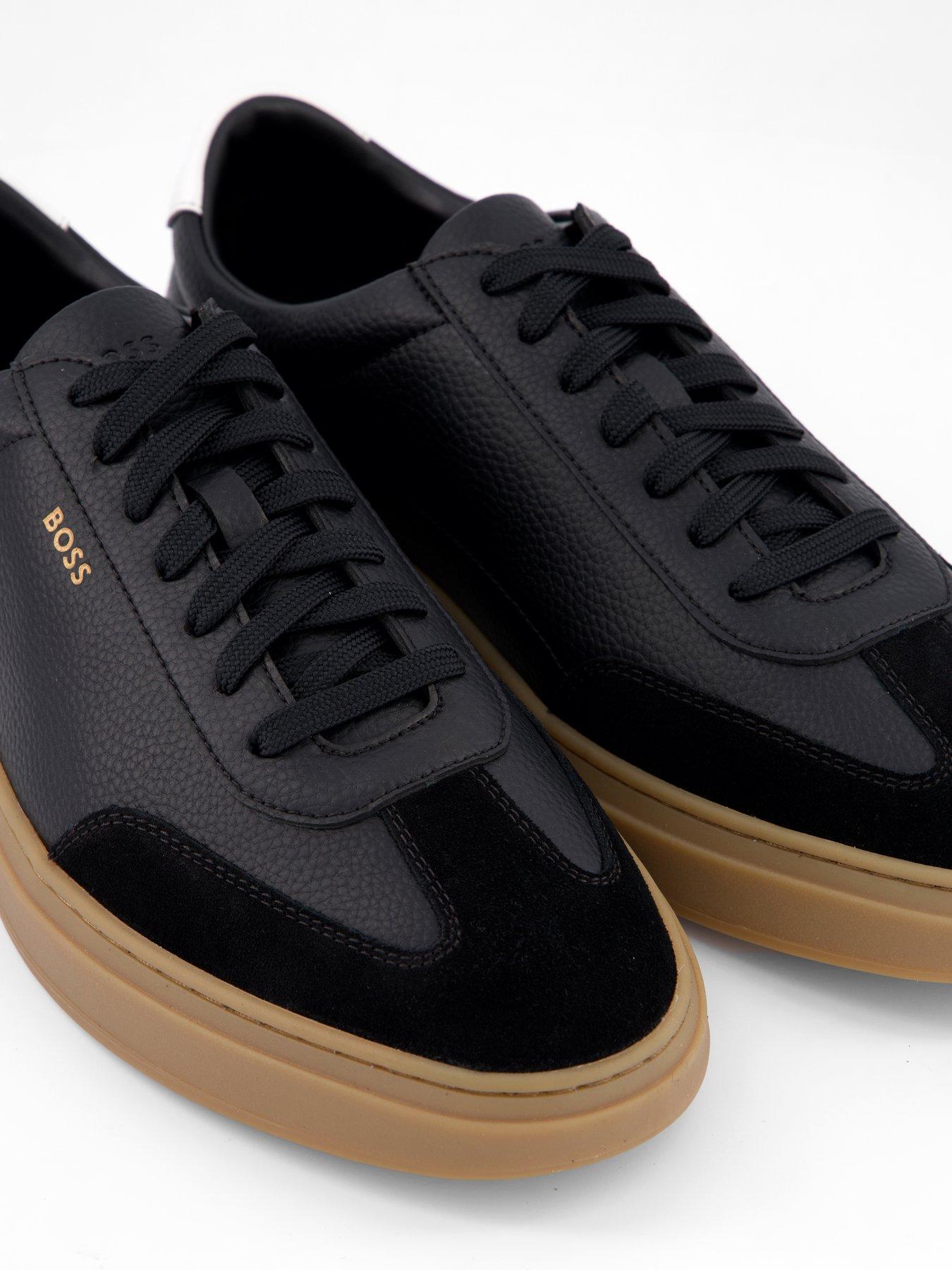  image of boss-kieran-leathersuede-sneakers-dark-grey
