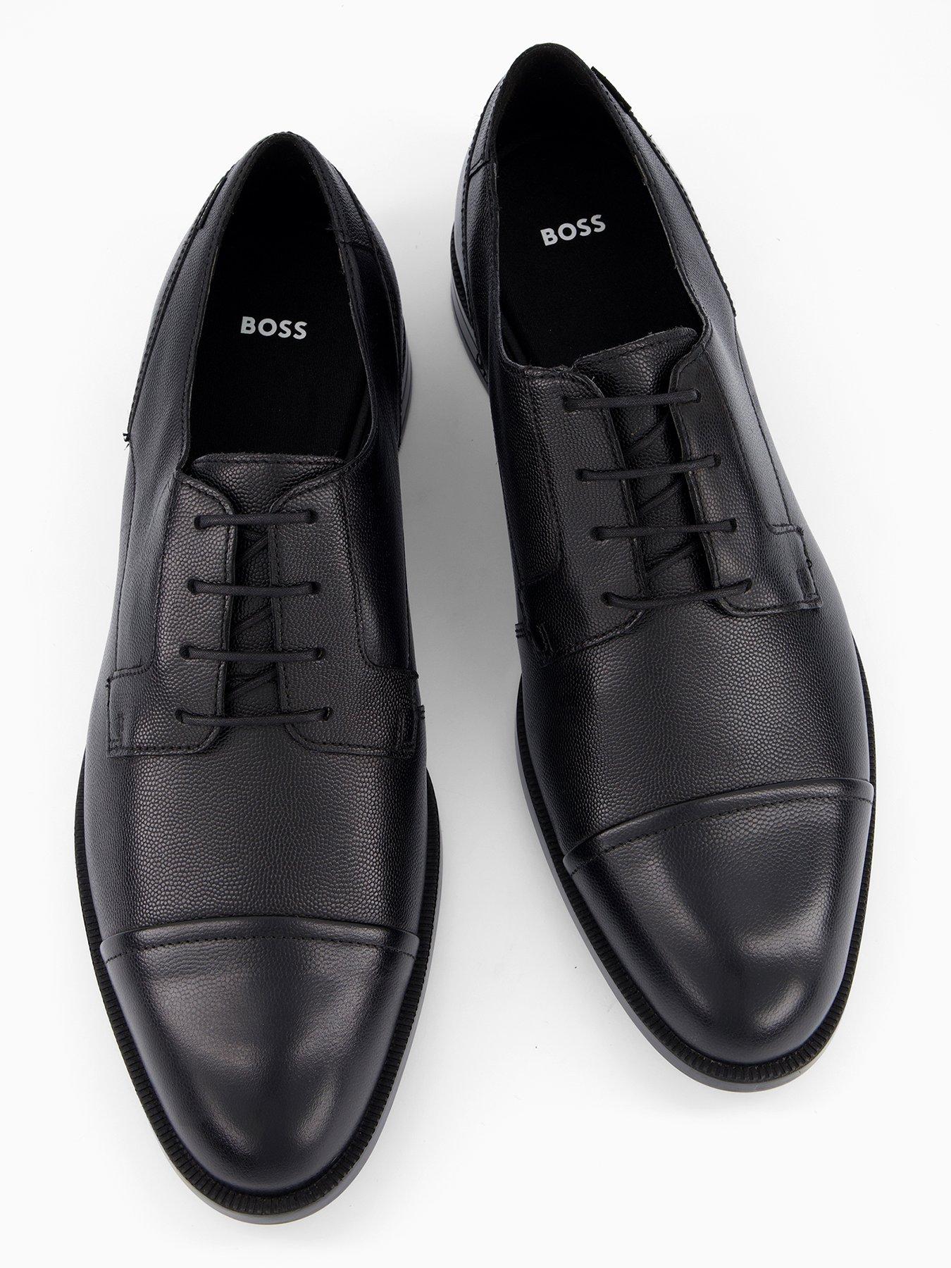 Image 3 of 7 of BOSS Tayil Grain Toe Cap Lace Derby Shoe - Black