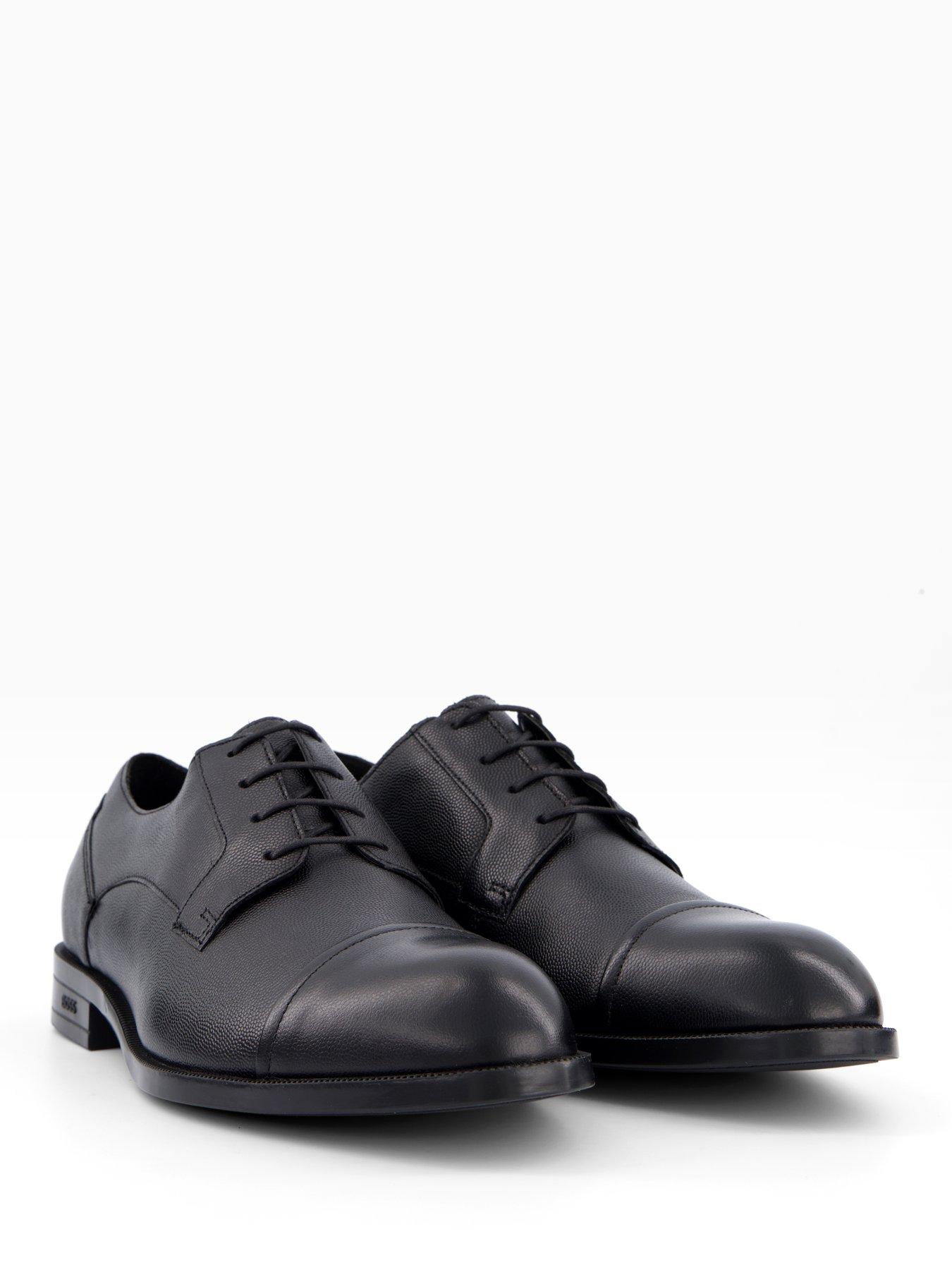 Image 6 of 7 of BOSS Tayil Grain Toe Cap Lace Derby Shoe - Black