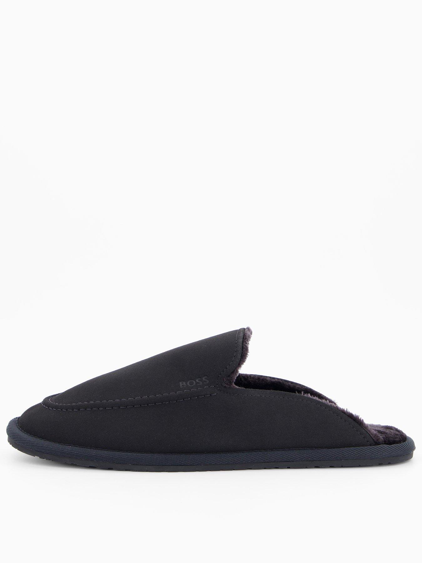 BOSS Home Faux Fur Lined Mule Slippers - Black