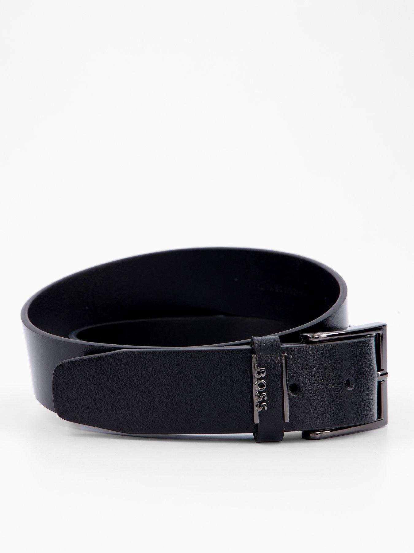 Image 2 of 4 of BOSS Cole Emblem Logo Formal Leather Belt - Black