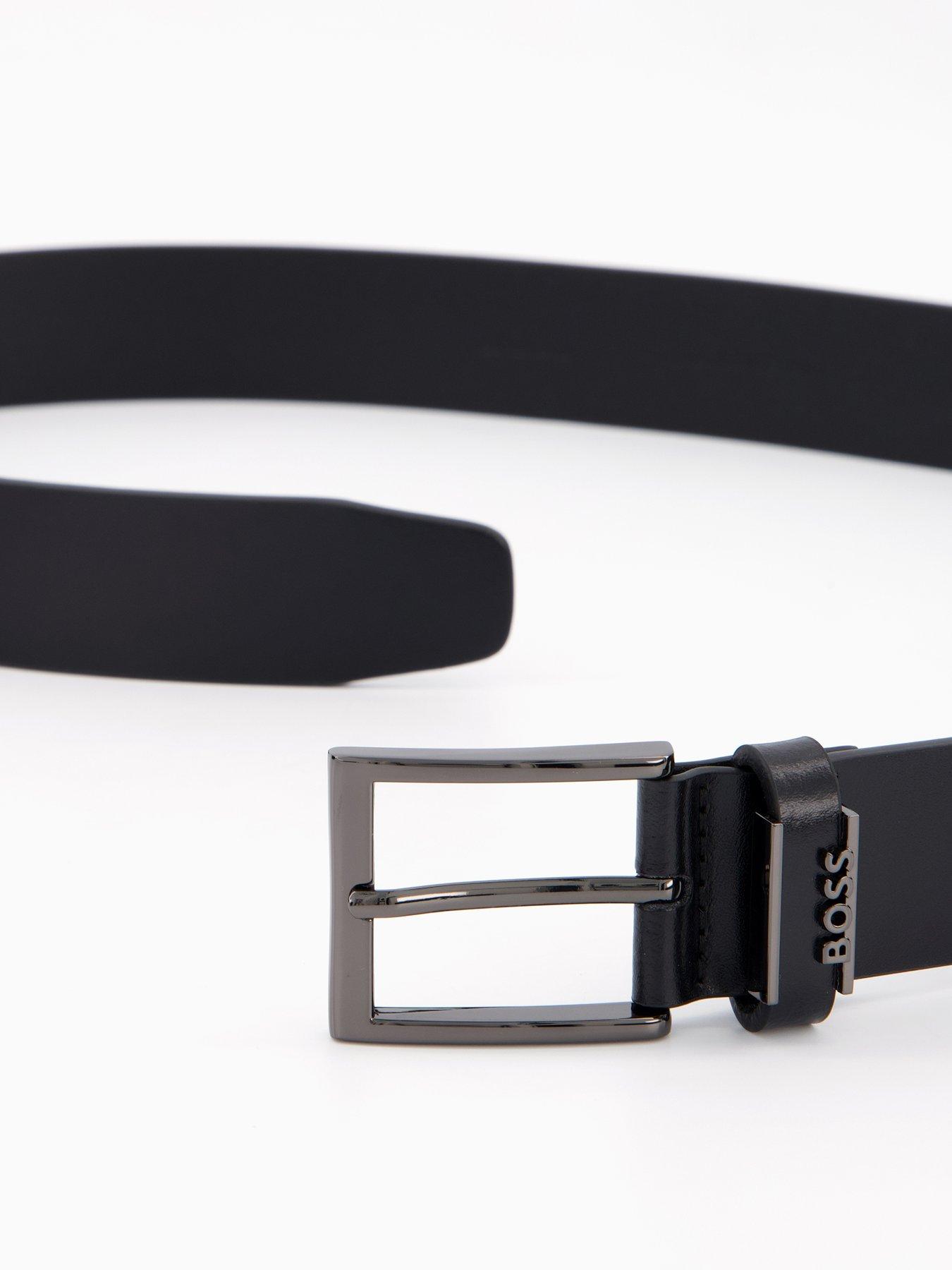 Image 3 of 4 of BOSS Cole Emblem Logo Formal Leather Belt - Black